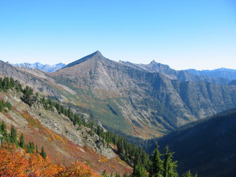 The triangular summit of Whittier Peak stands at the end of a long ridge