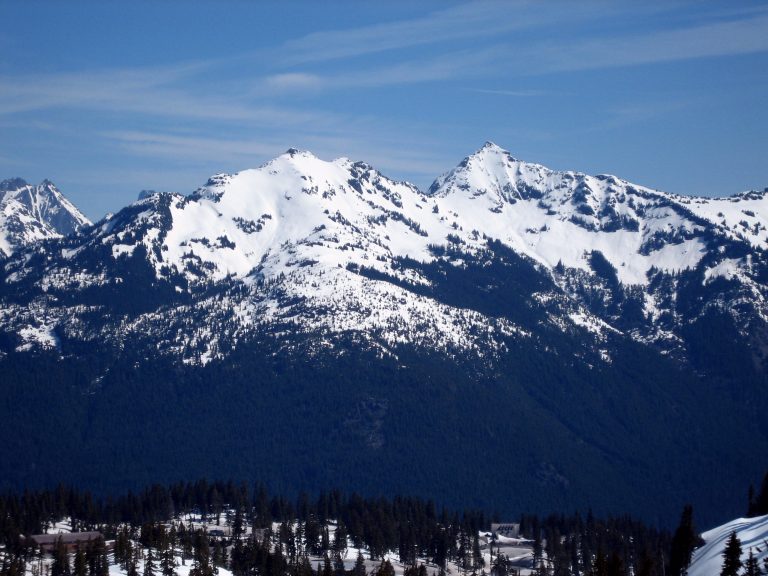 The twin peaks of Goat Mountain rise above Nooksack Valley