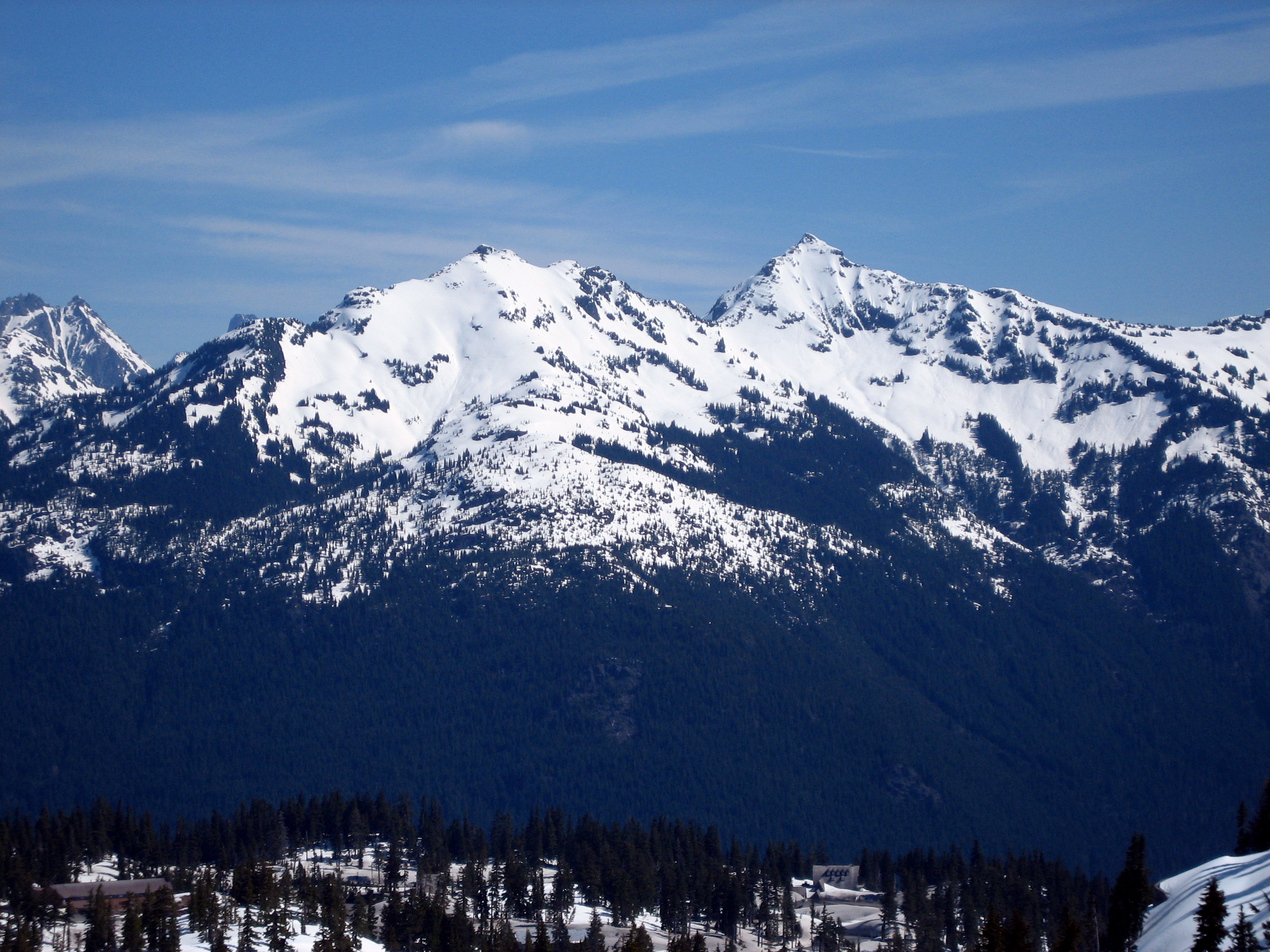The twin peaks of Goat Mountain rise above Nooksack Valley