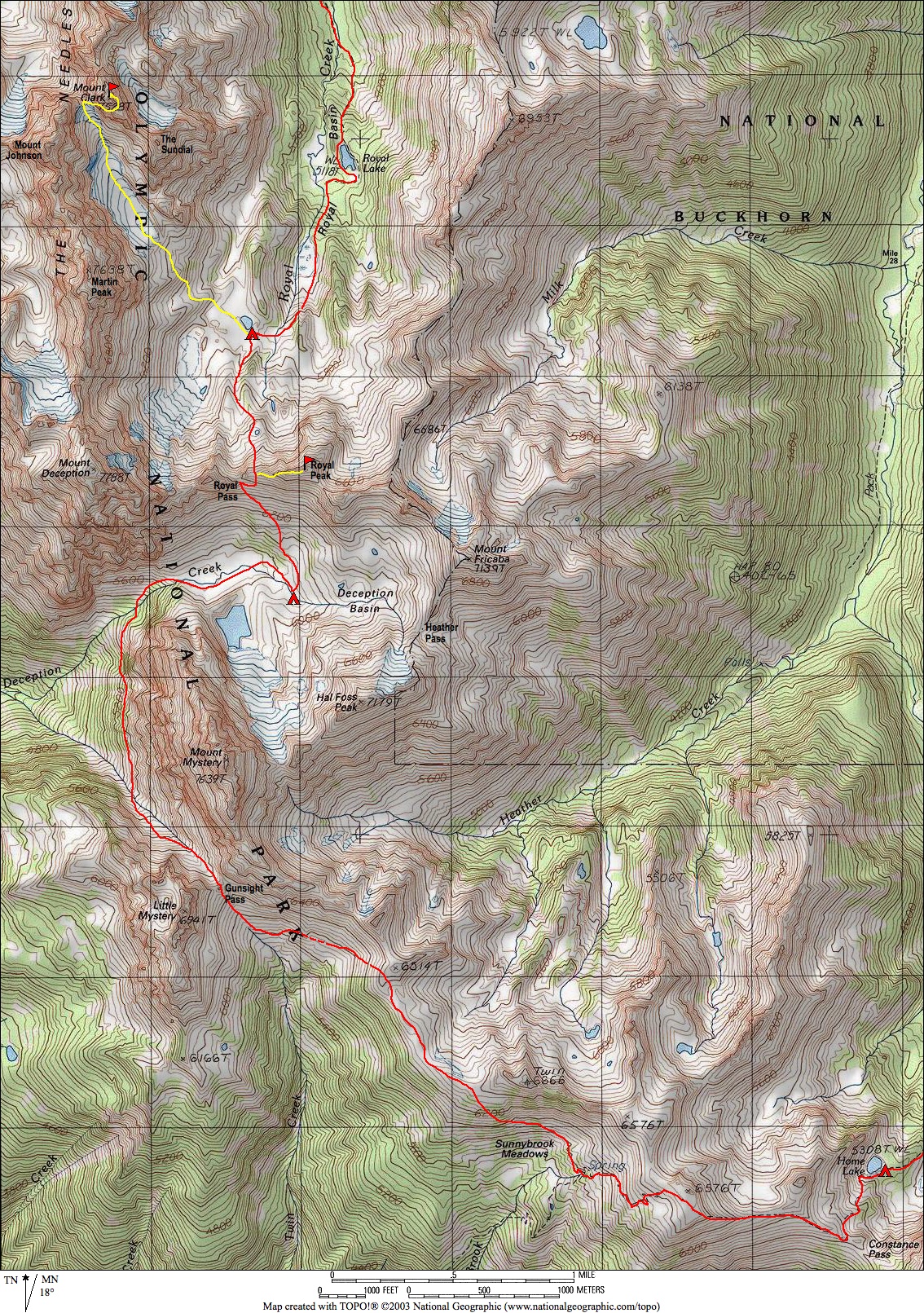 Olympic Mountains Gunsight Pass Hiking Loop detailed Route Map