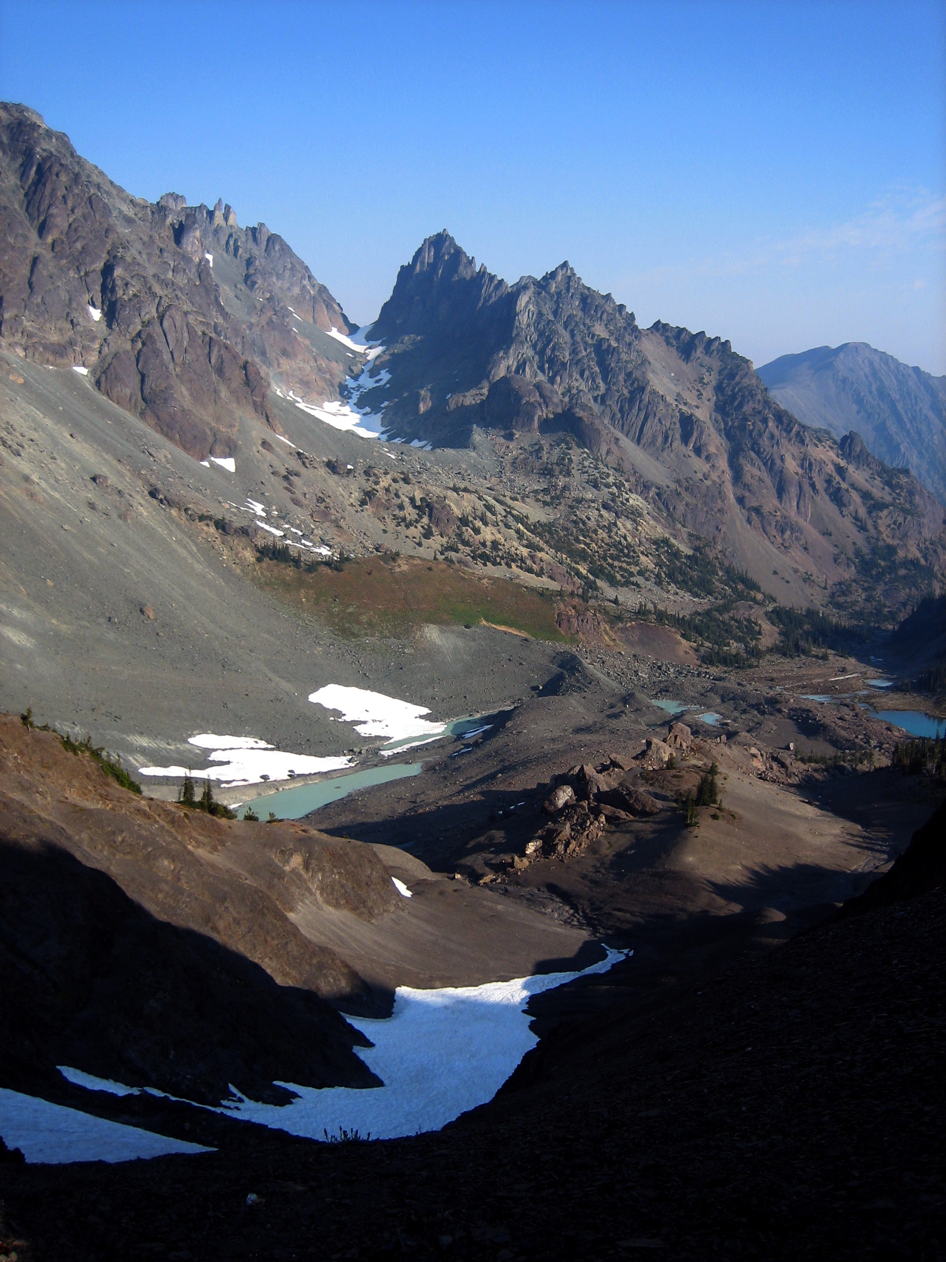Mt Clark and Upper Royal Basin with linguring snow patches in the Olympic Mountains