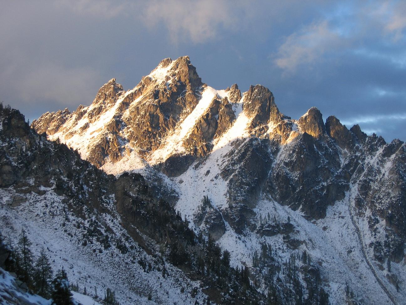 Evening sun highlights Emerald Peak in the Chelan Mountains