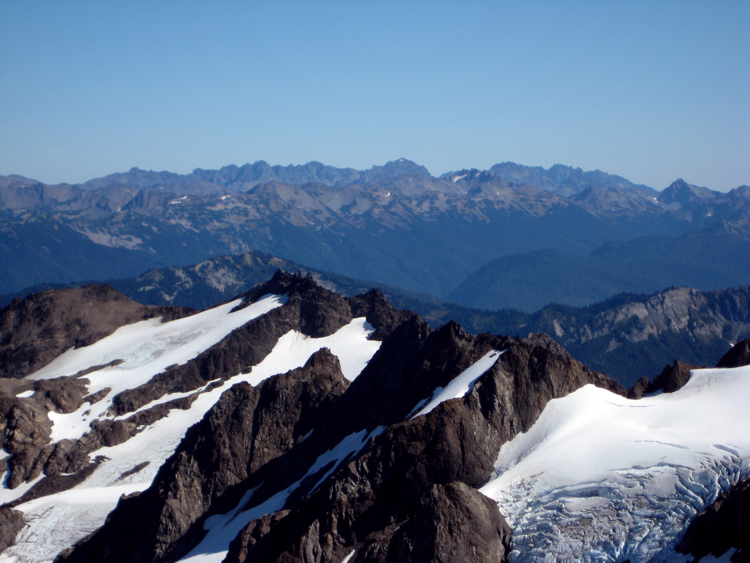 Mt Deception and Mt Mystery in Olympic National Park as seen from the summit of Mt Carrie in the Olympic Mountains