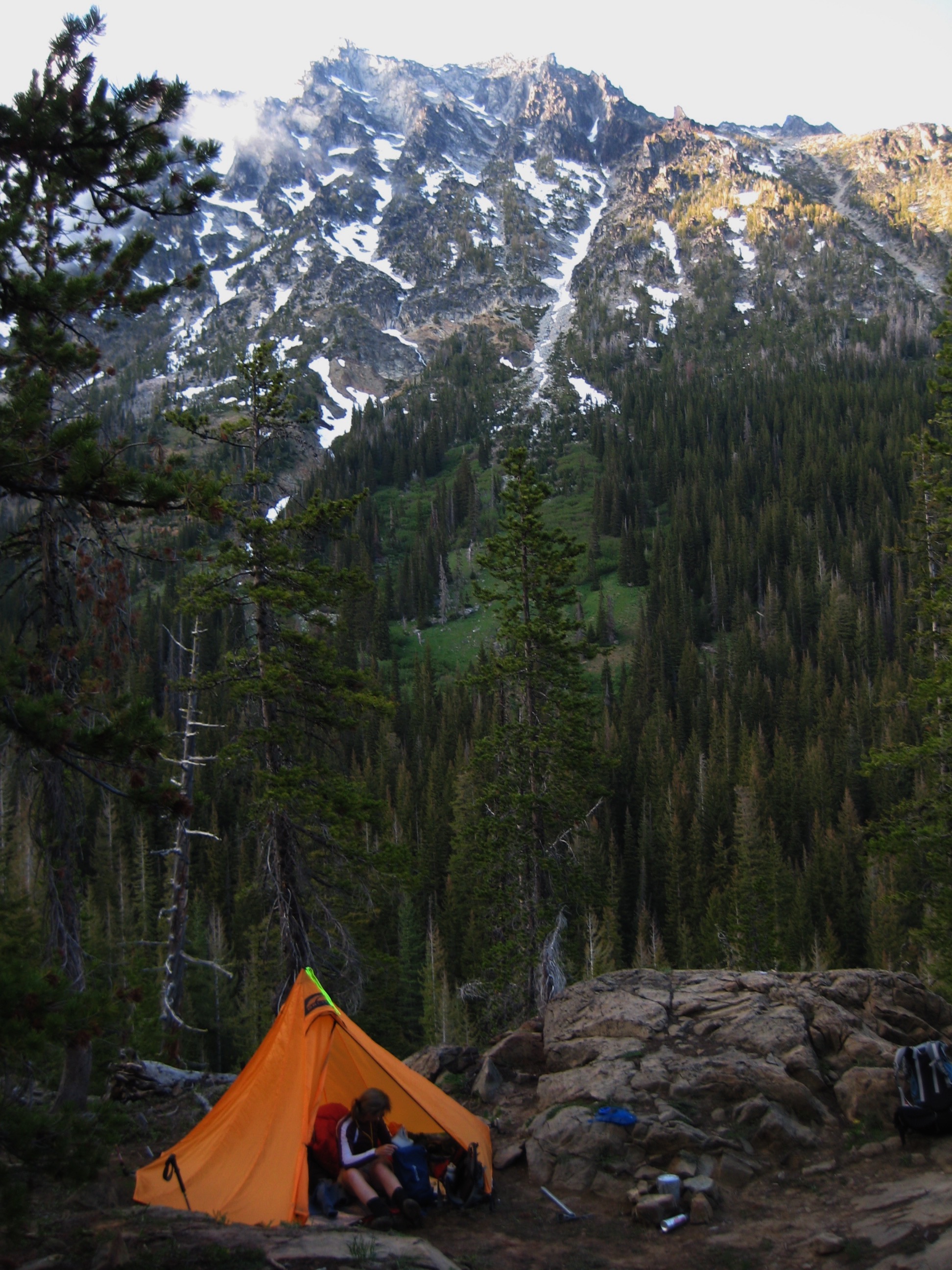 mountain climbers camp below Mt Stuart in the Icicle Mountains