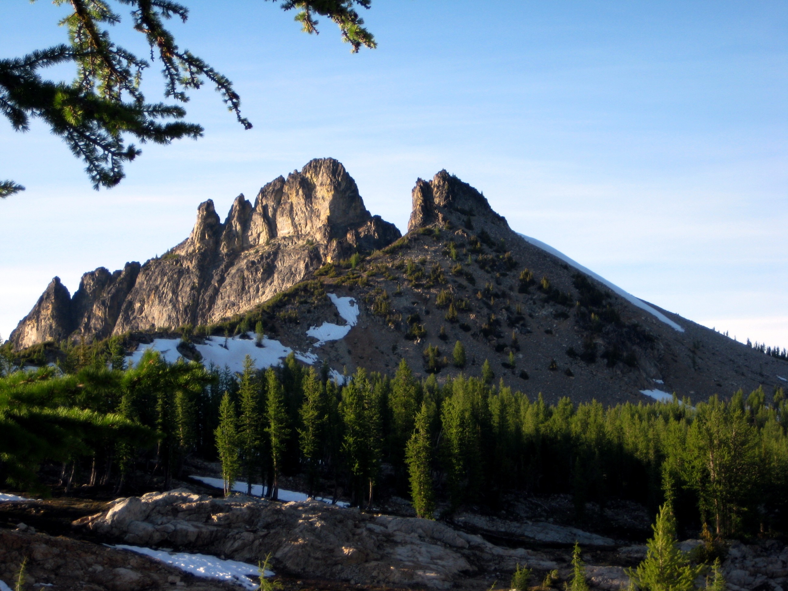evening light on White Goat Peak in Bird Lake Basin in the Glacier Peak Wilderness
