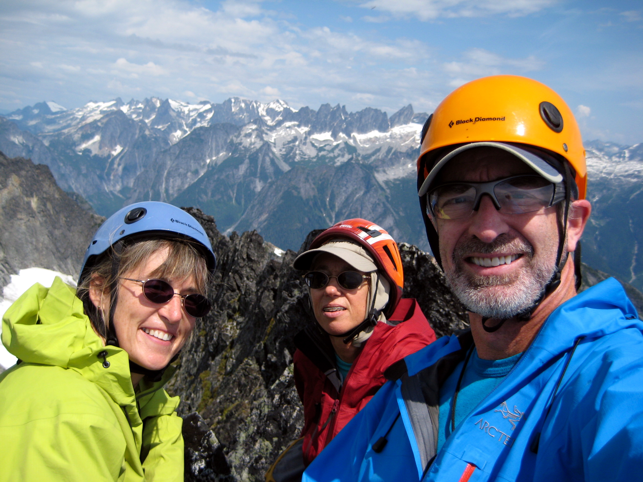 selfie of mountain climbers on the summit of Thornton Peak in the Lower Skagit Mountains