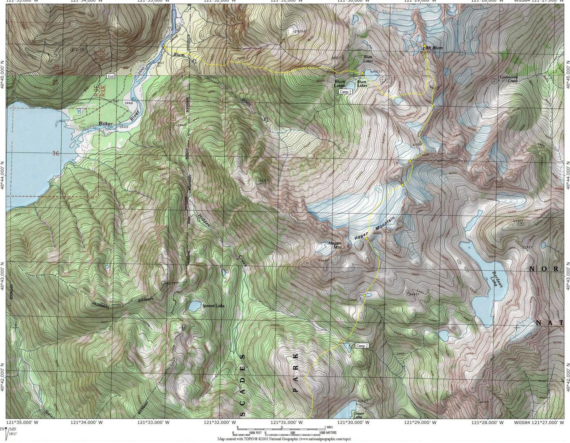 Route Map for Northern Part of Bacon-Hagan-Blum Traverse