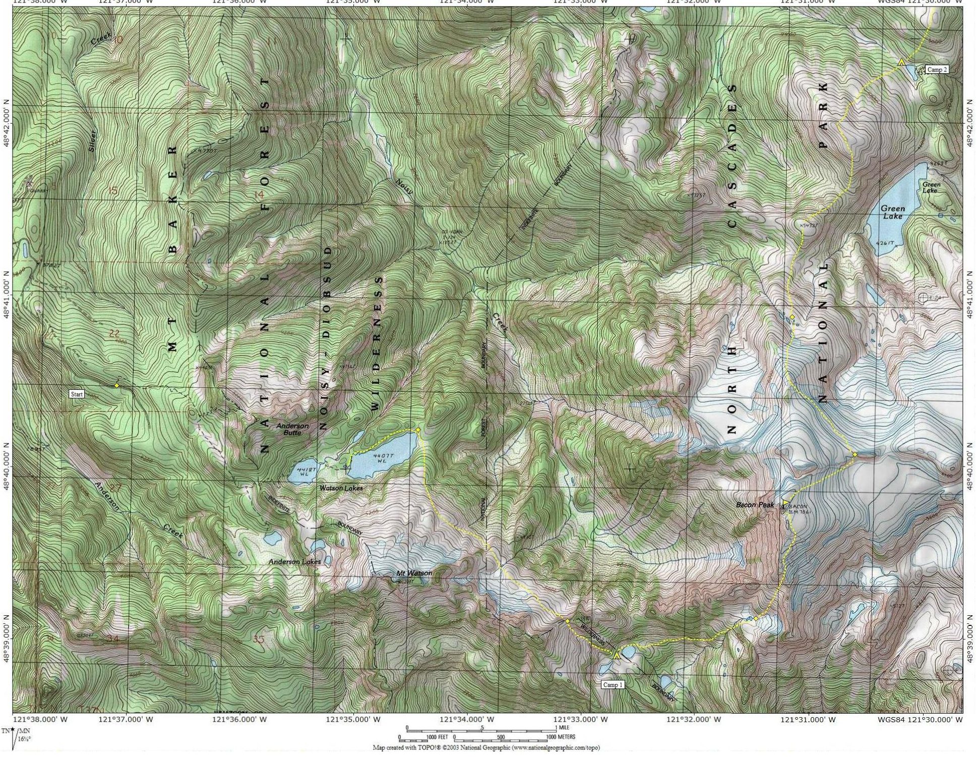 Route Map for Southern Part of Bacon-Hagan-Blum Traverse