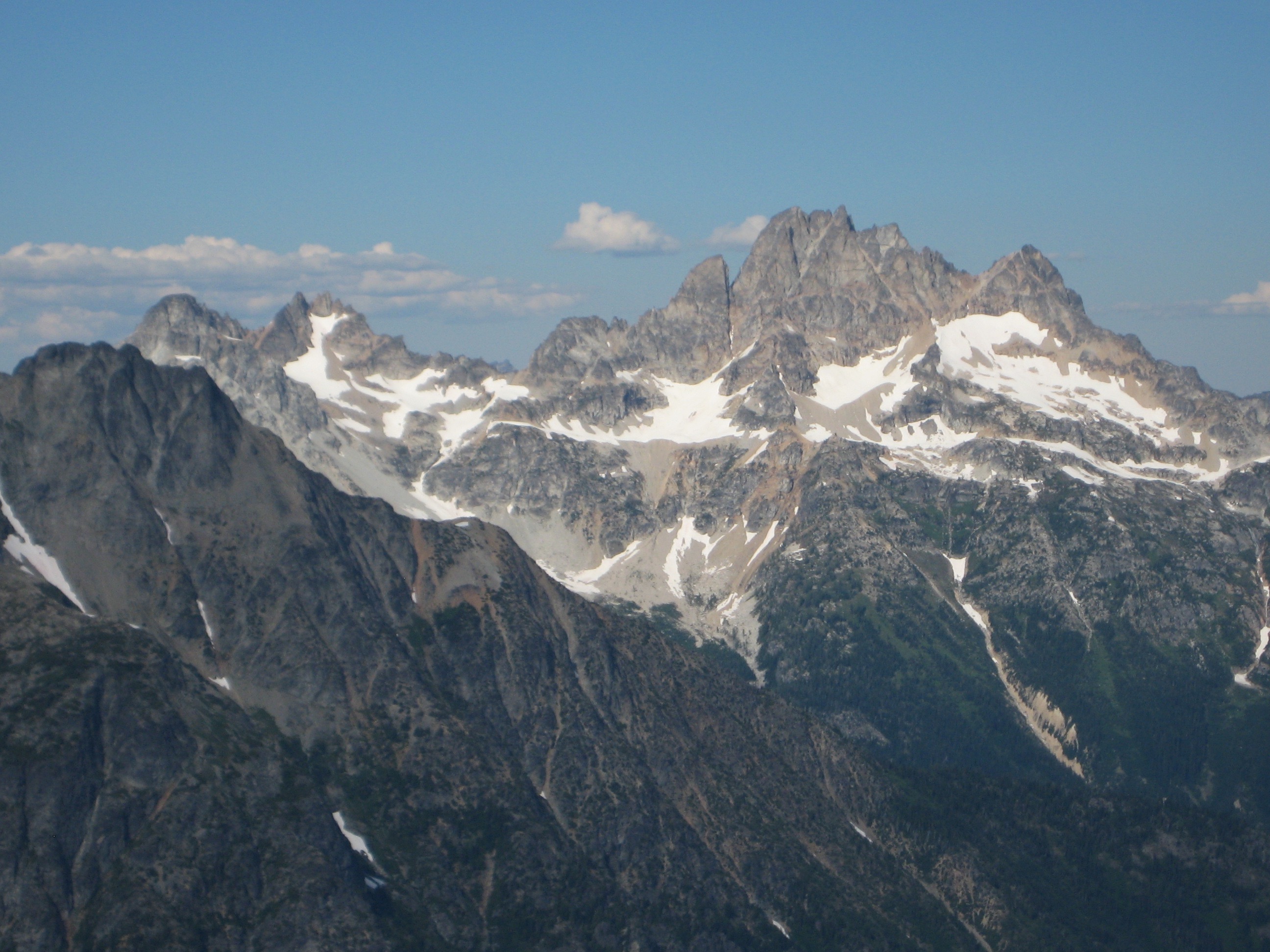 Storm King Mountain and Mt Goode in the Glacier Peak Wilderness as seen from the summit of Hurry-Up Peak