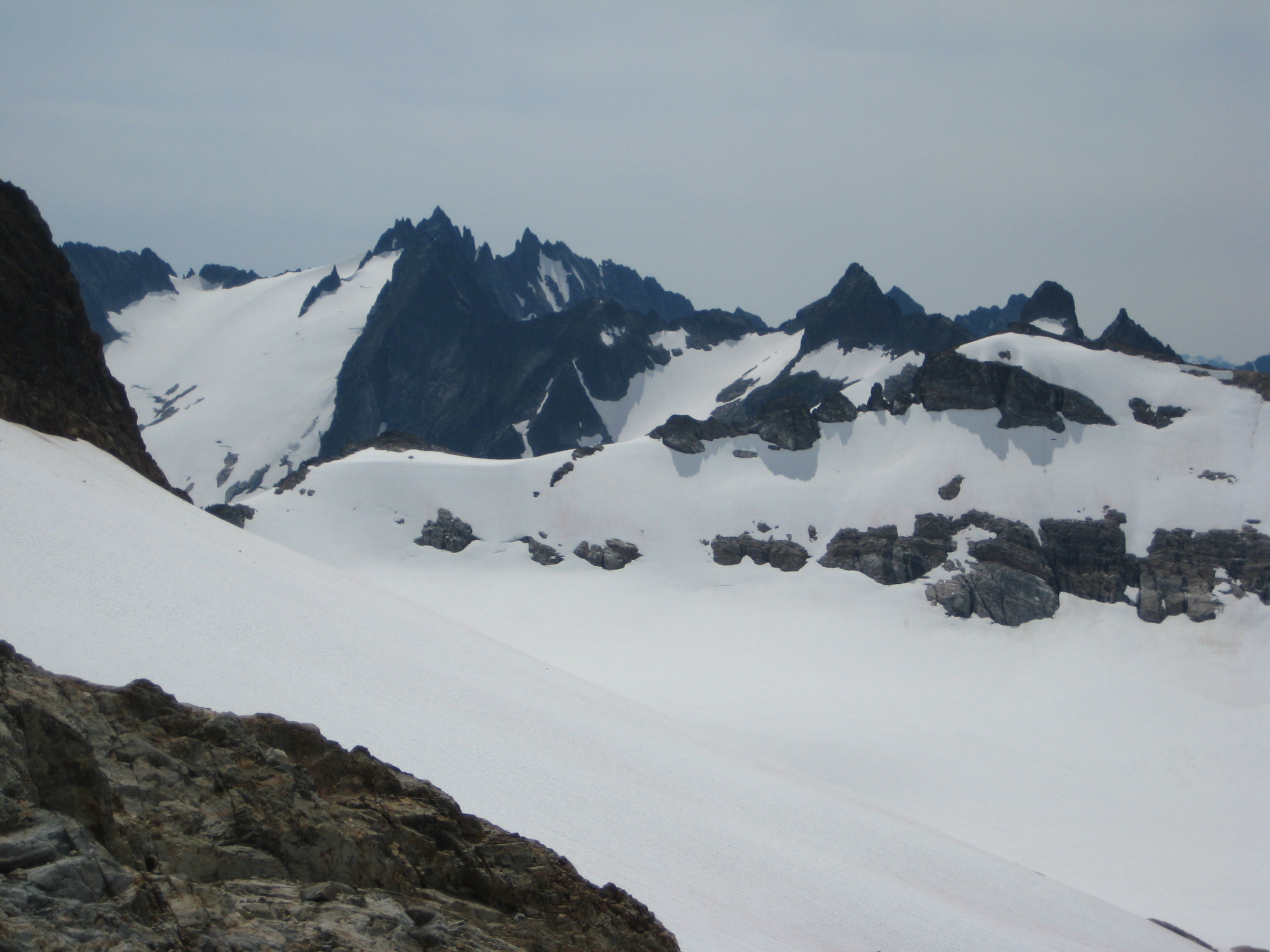 Spire Point with the Ptarmigan Mountains as seen from Sentinel Pass