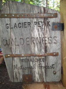 Glacier Peak Wilderness sign on the Agnes Creek trail