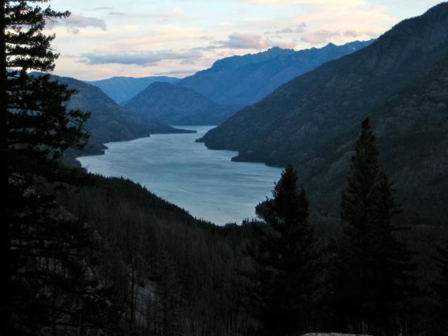 evening light on Lake Chelan with the Stehekin Mountains in the background