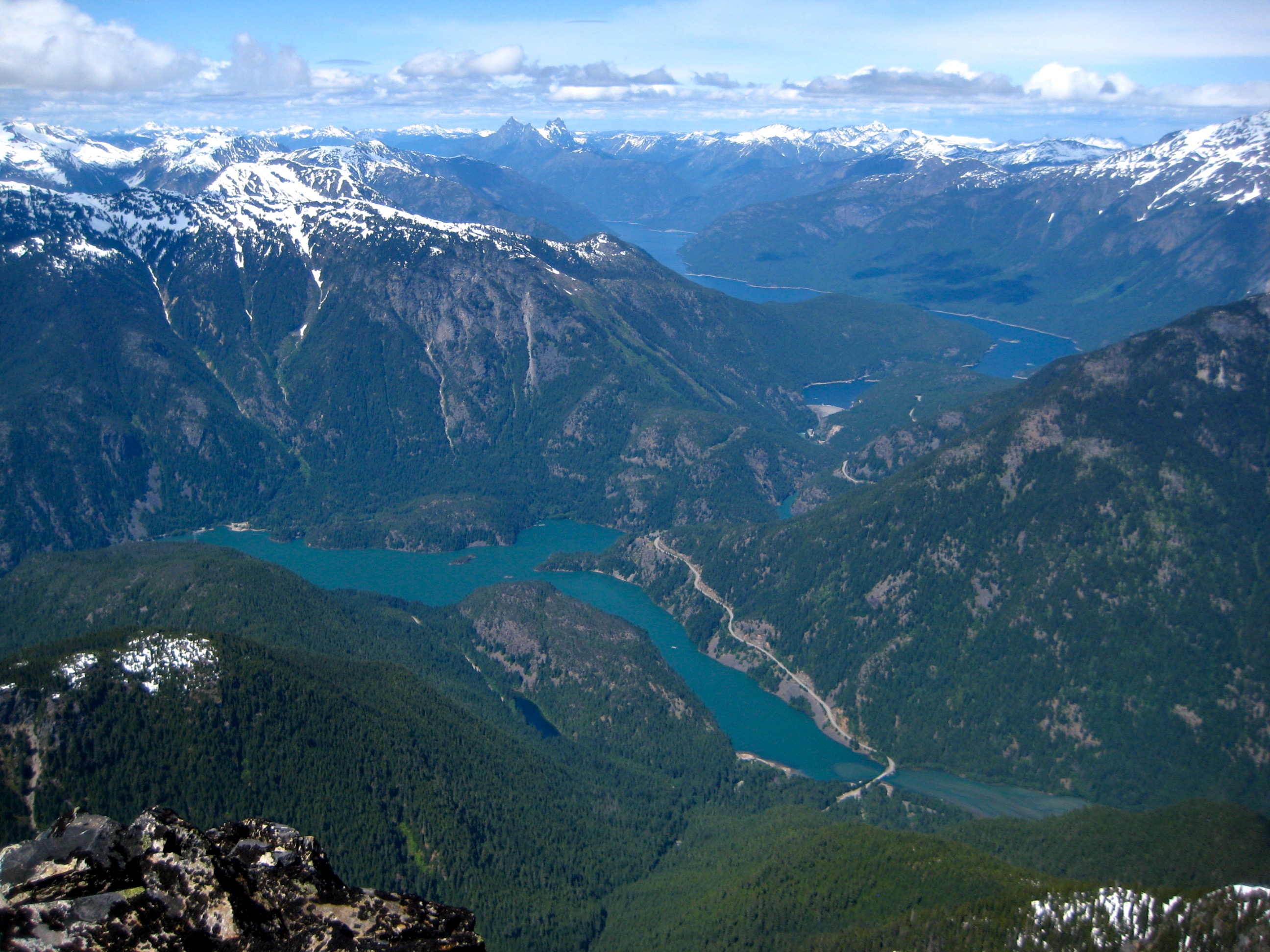 mountains of North Cascades National Park and Ross Lake as seen from the summit of Colonial Peak in the McAllister Mountains