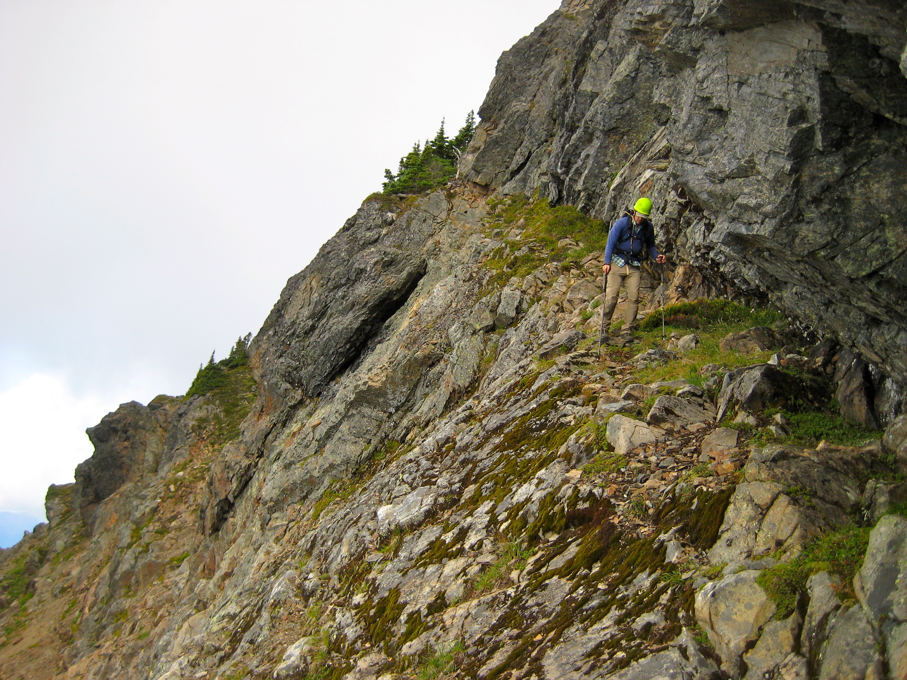 mountain climber hiking down the south ridge of Welch Peak in the Cheam Range