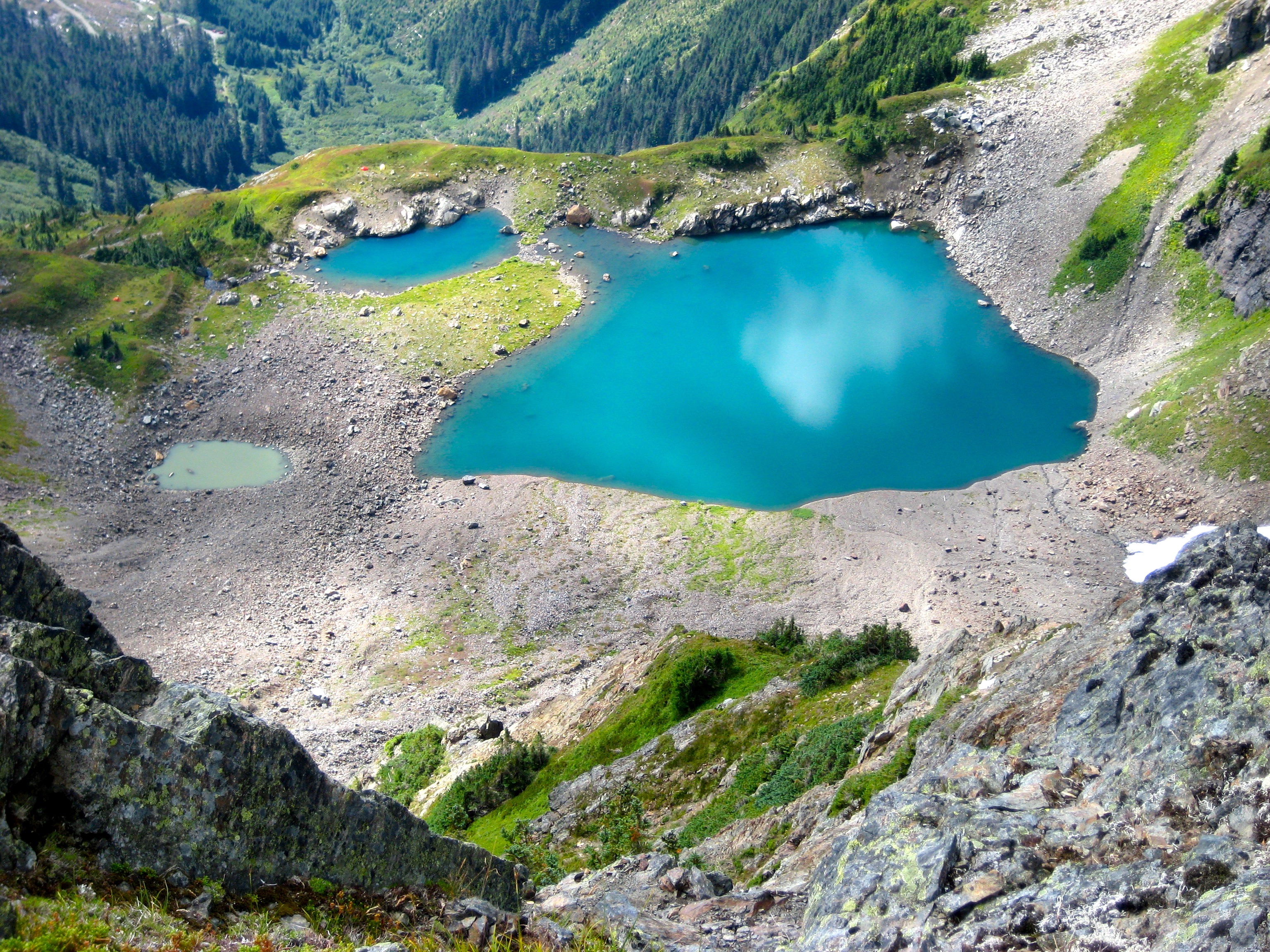 looking down at Williamson Lake from the south ridge on Welch Peak in the Cheam Range