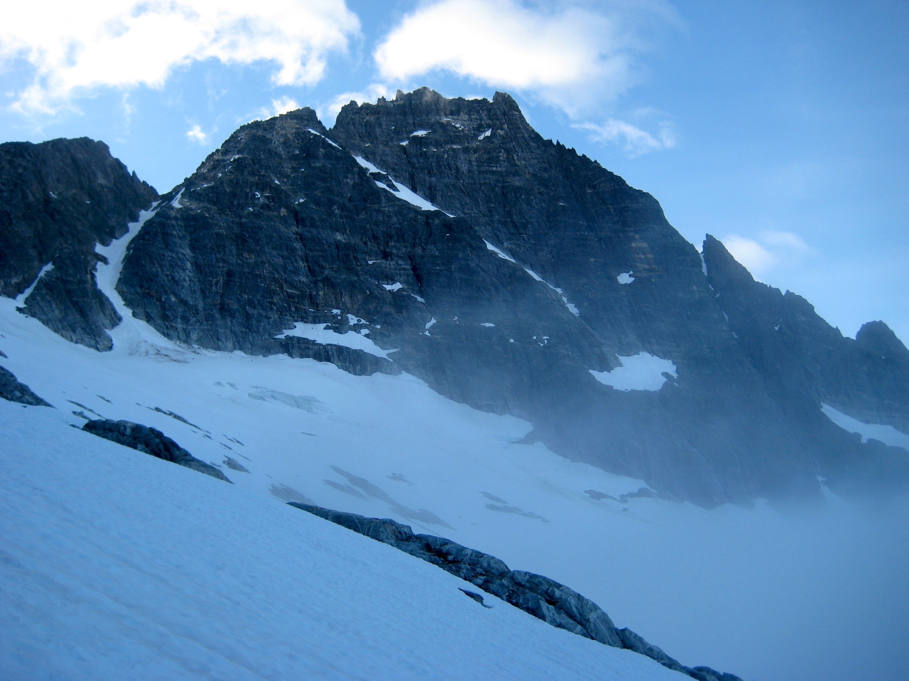steep shear rock northwest face of Phantom Peak in the Northern Picket Range