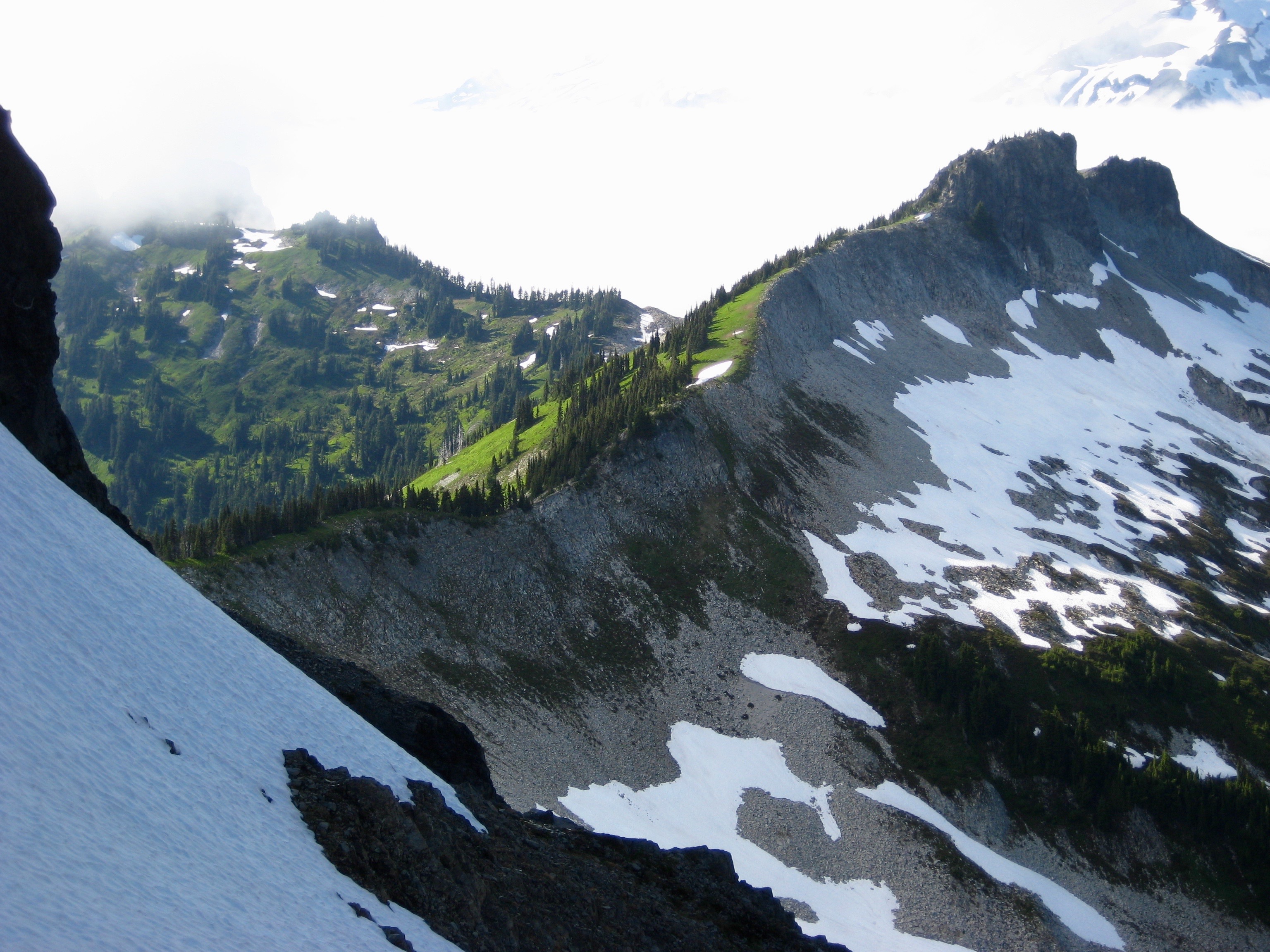 Thea Foss Peak and Thea Foss ridge with a large snow field approach