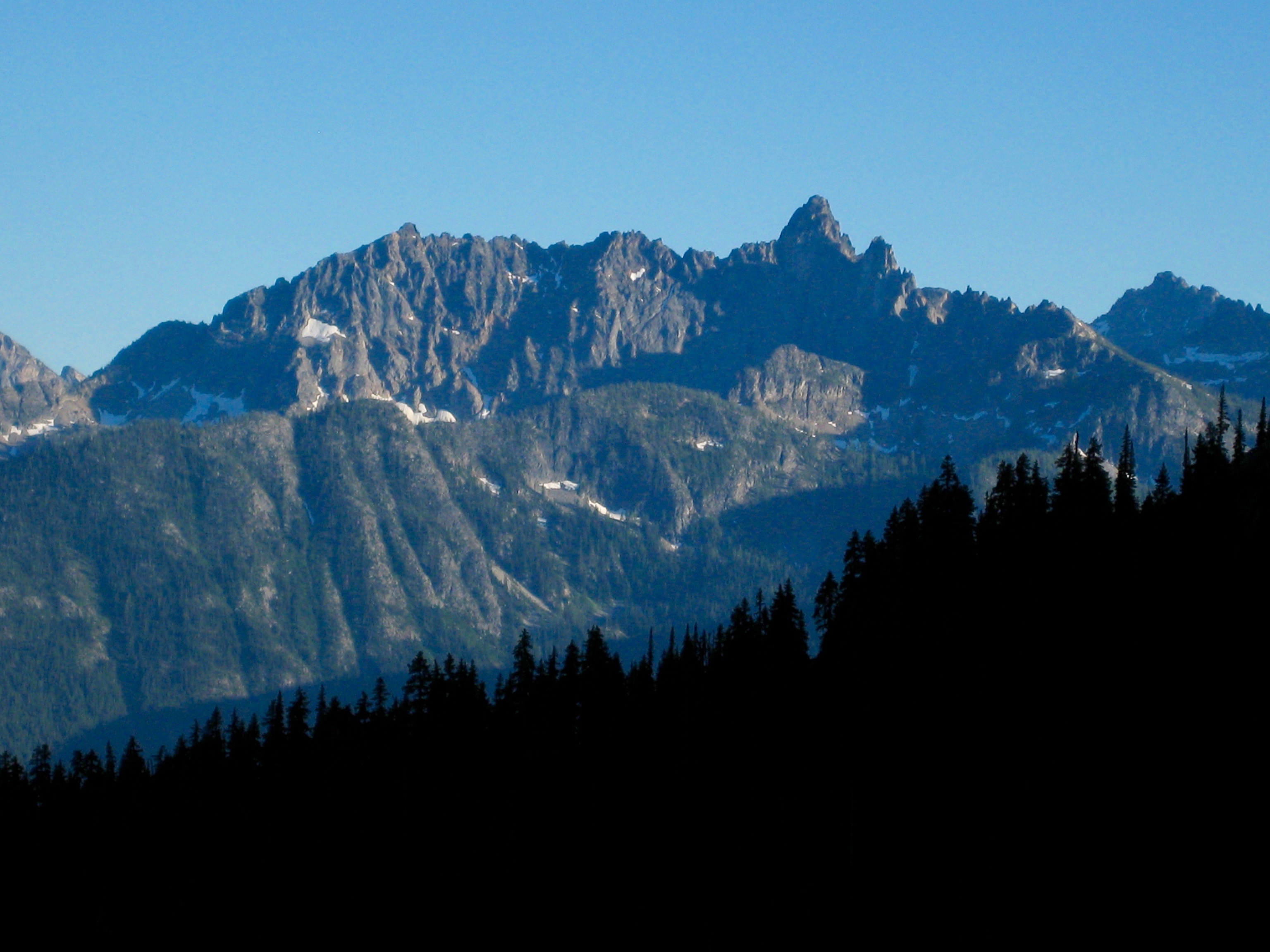 Tupshin Peak in the Stehekin Mountains as seen from mountain climber's camp in the North Cascades