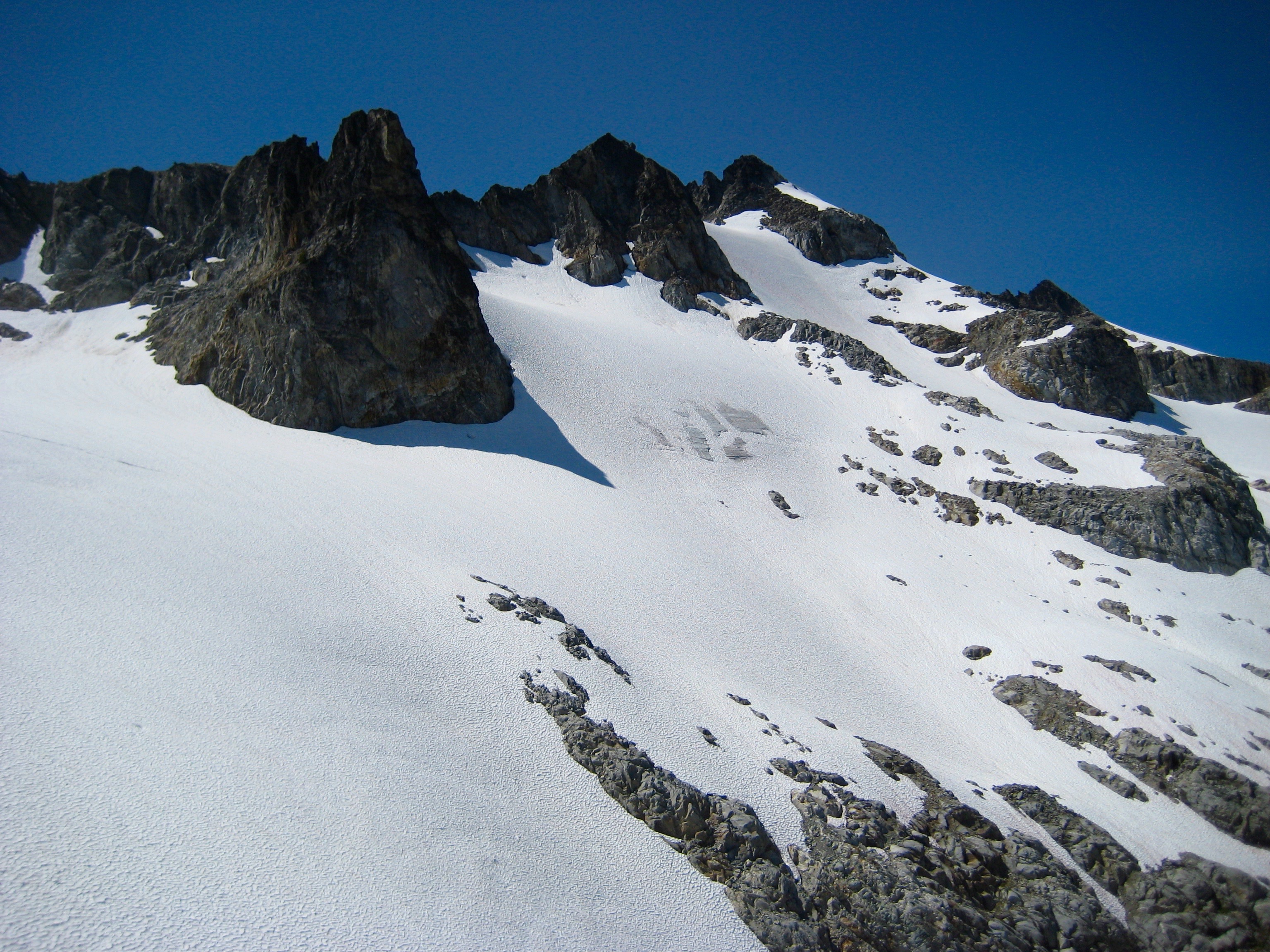 West Sandalee Glacier and the summit of McGregor Mountain in the Stehkin Mountains in the North Cascades