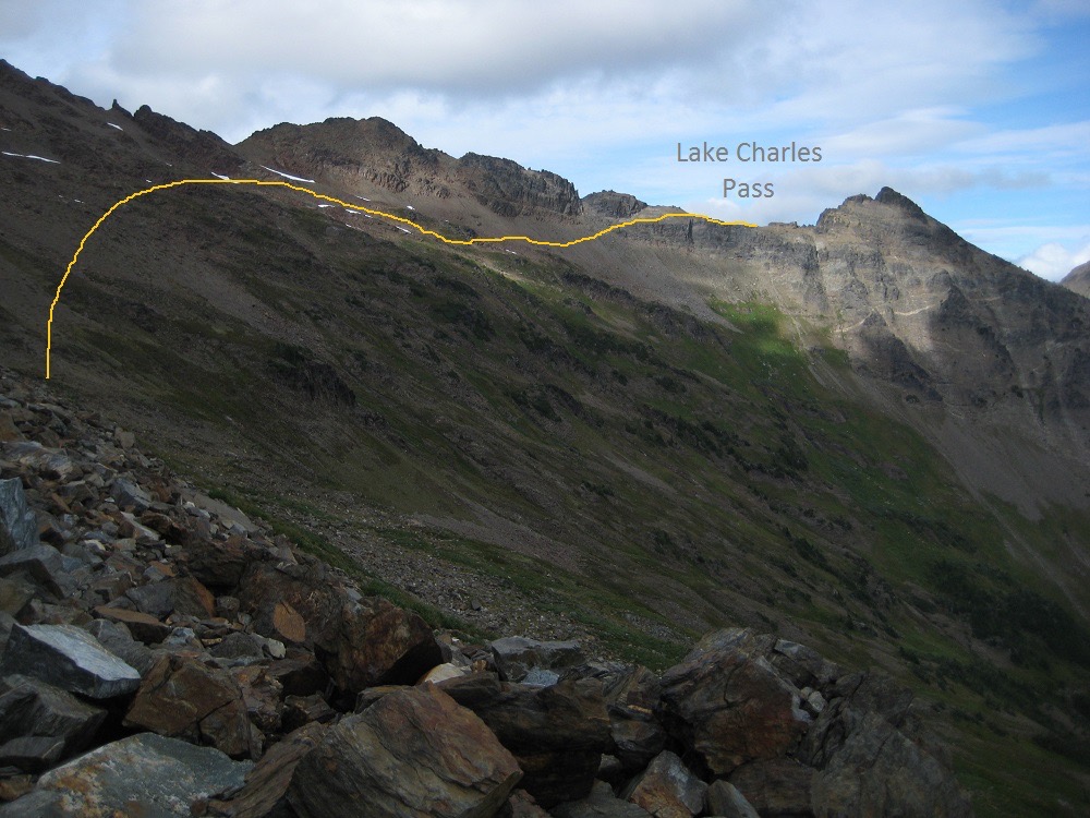 descend route from Lake Charles Pass on the Chiwaukum Traverse in the Alpine Lakes Wilderness