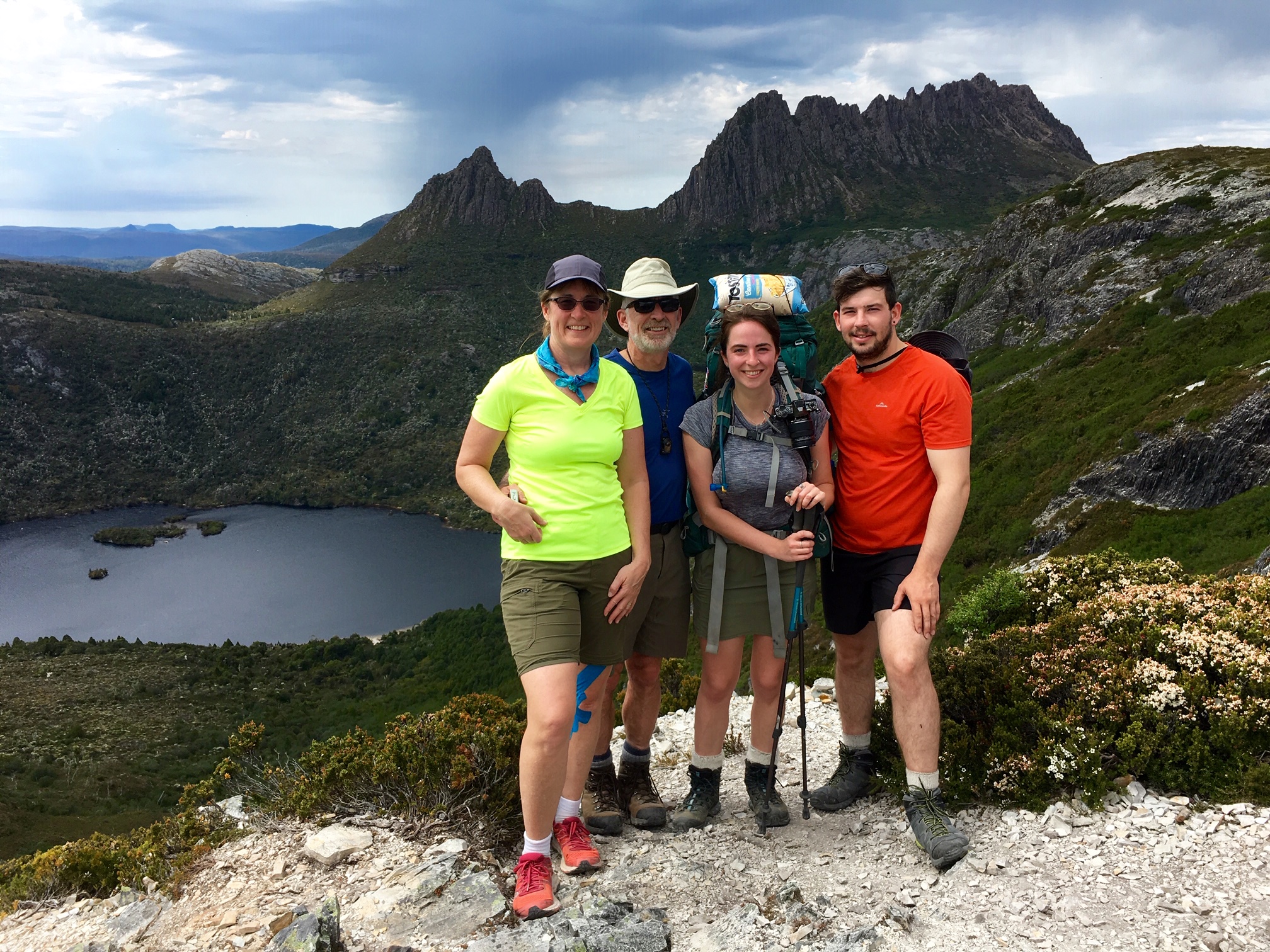 Group of hikers at Marions Lookout on the Overland Track