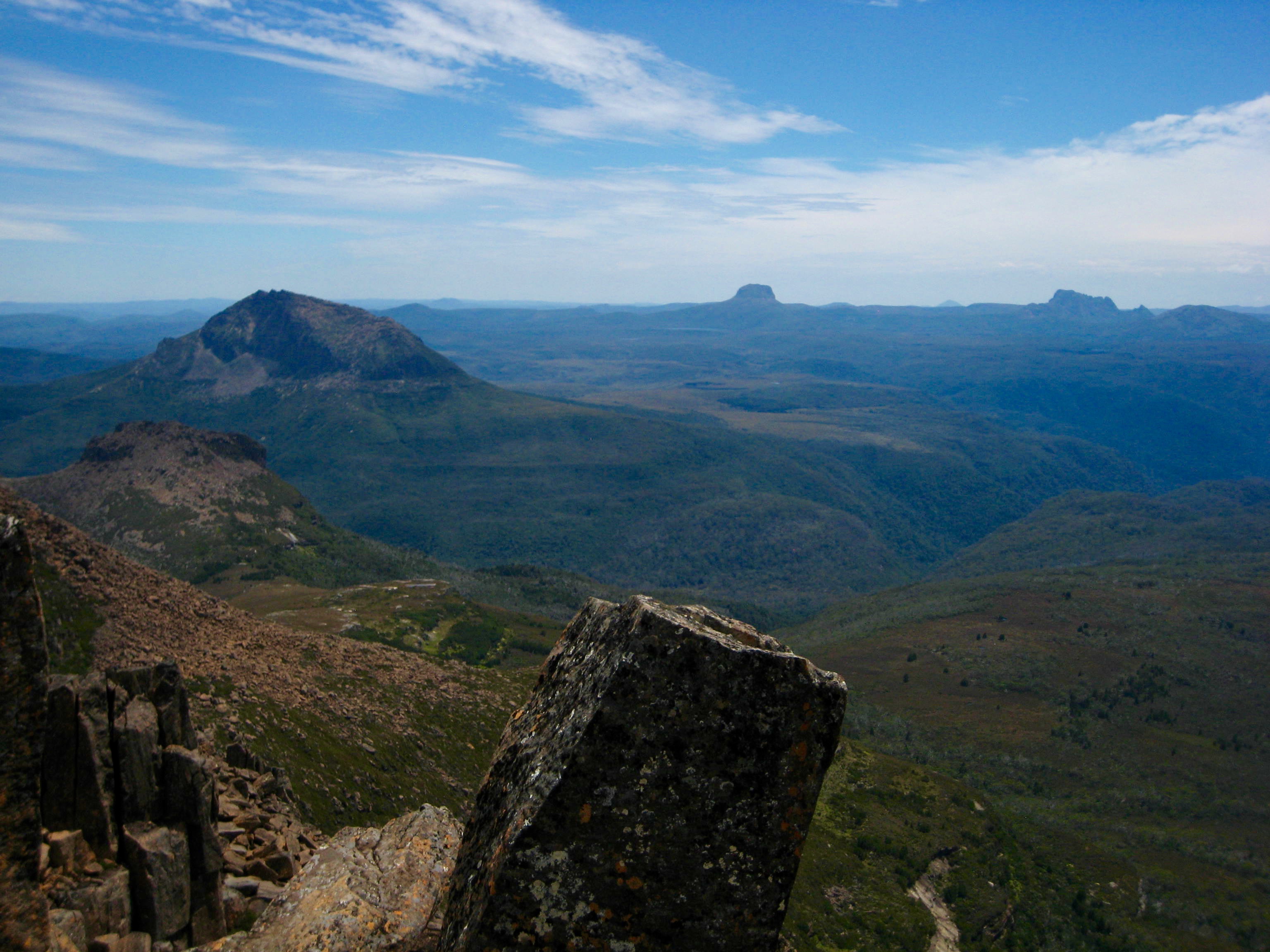 Various mountain peaks from the summit of Mt Ossa