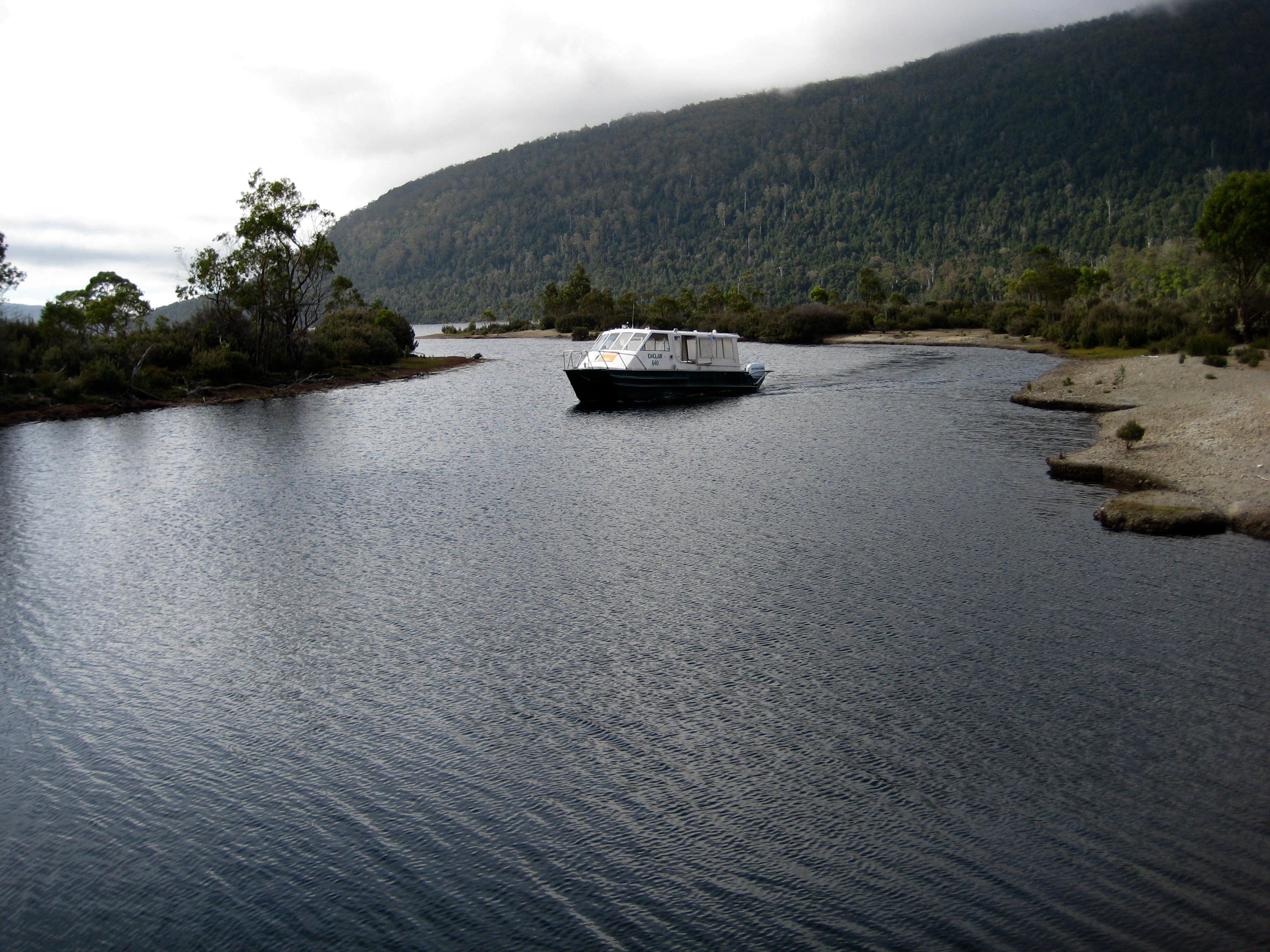 Lake St Clair Ferry In Narcissus Bay near the end of the Overland Track traverse