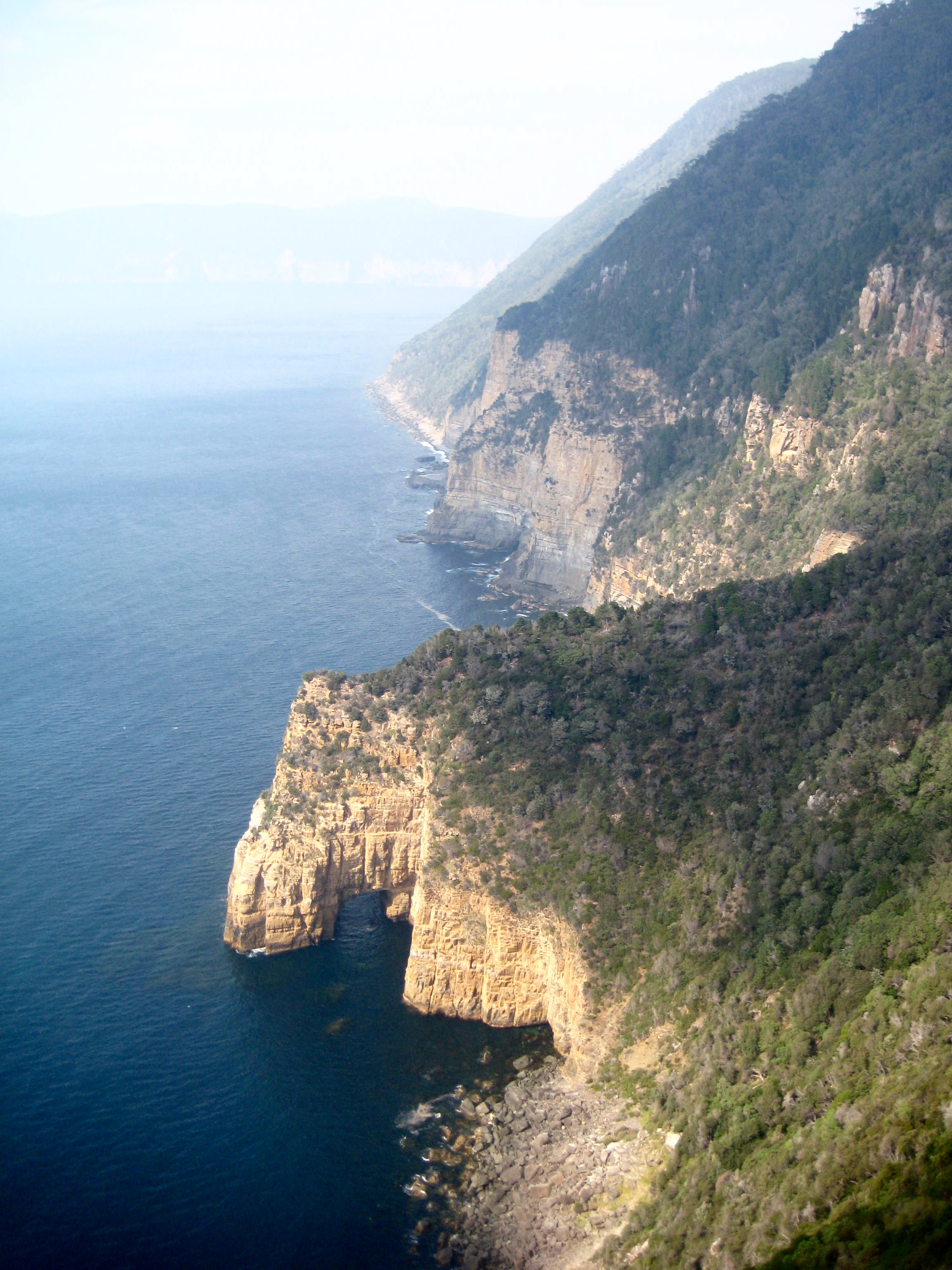 sea cliffs of sedimentary rock on Cape Hauy on the Three Capes Track in Tasmania