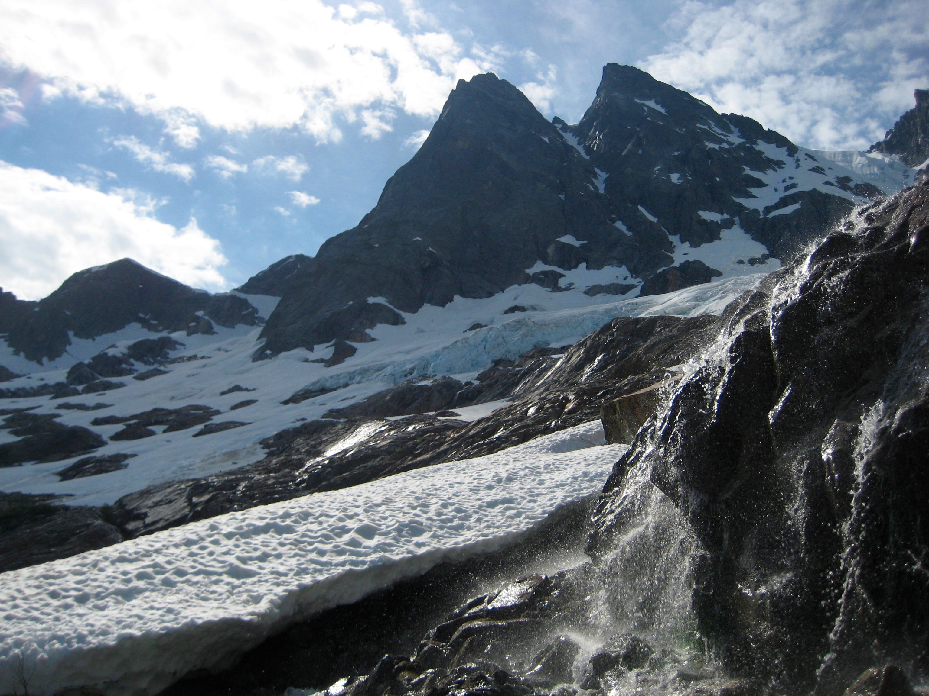 looking across the base of the McMillan glacier and McMillian Spires