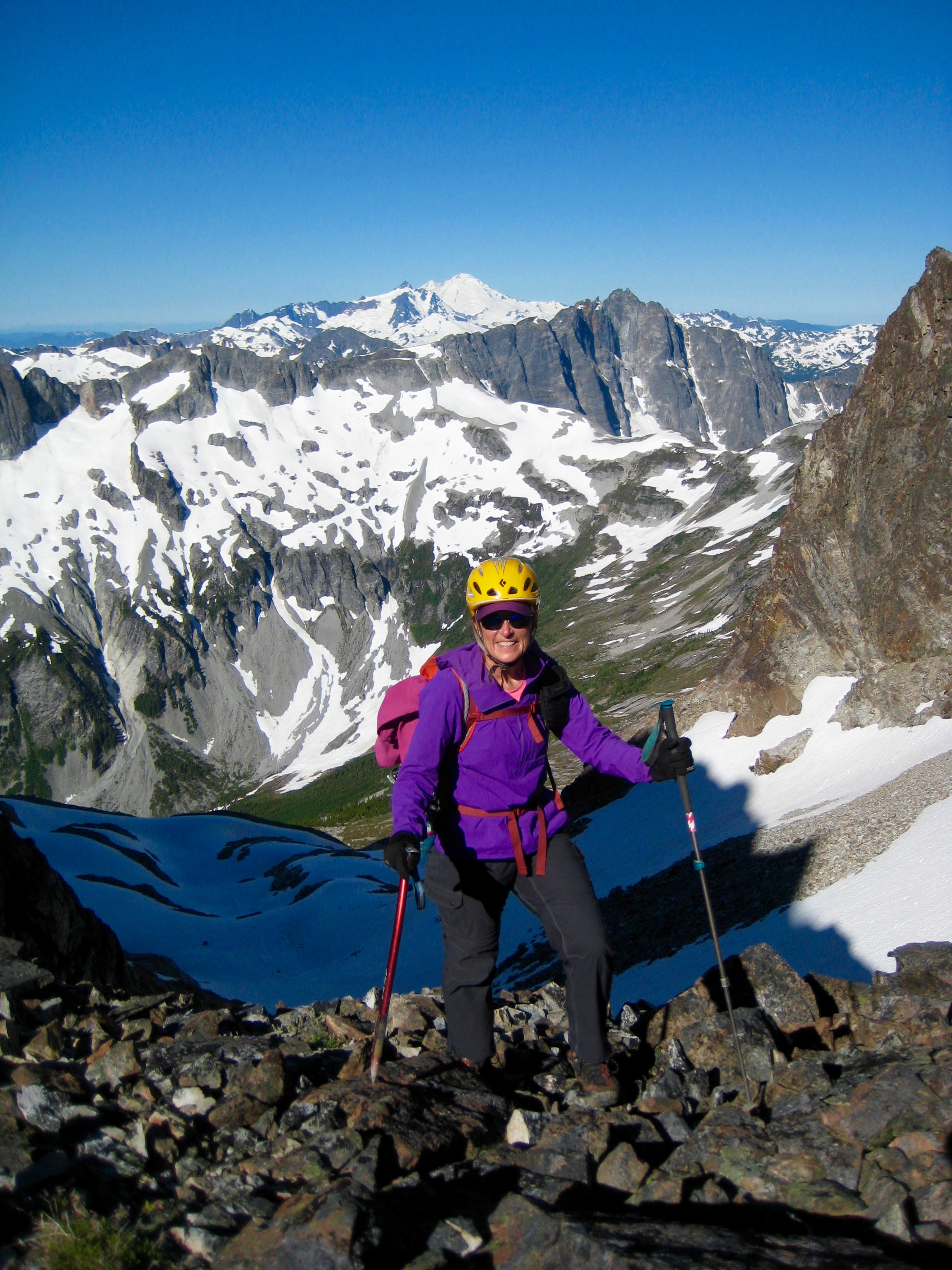 Eileen at Col Of The Wild with Bear Mountain in the background