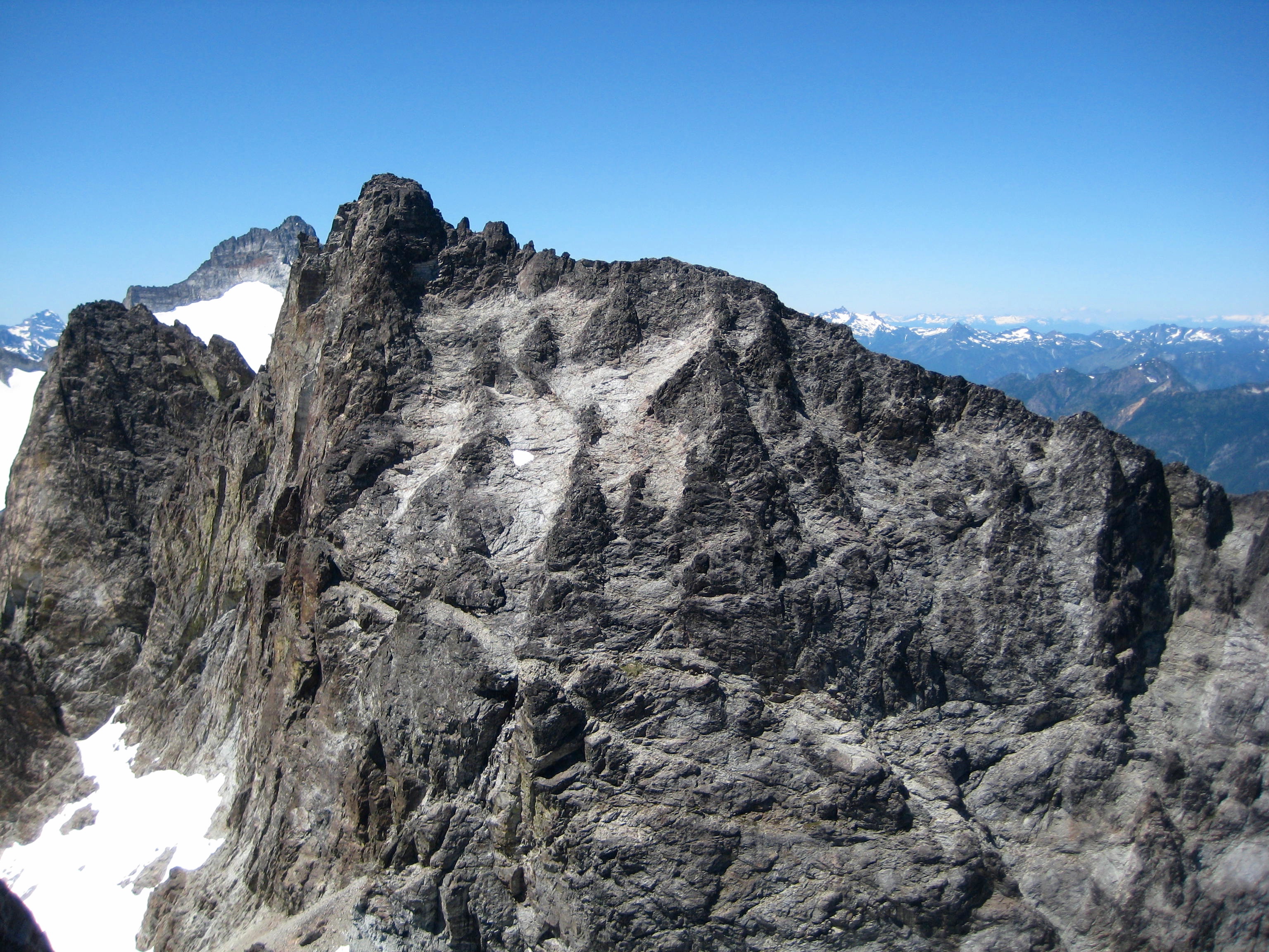 Easy Mox Peak summit as seen from the High Notch on Hard Mox Peak