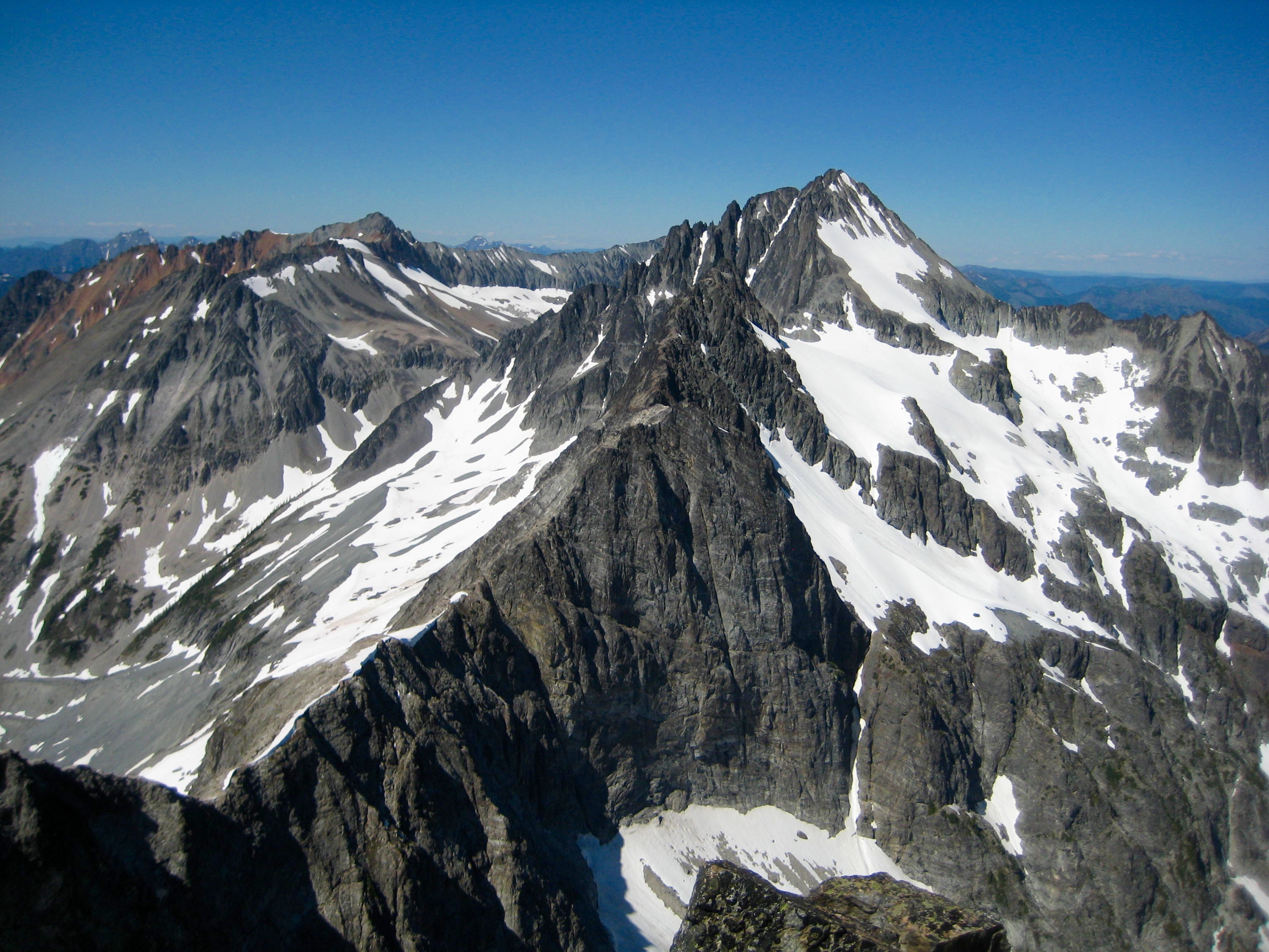 Mt Custer and Mt Spickard from the summit of Hard Mox Peak