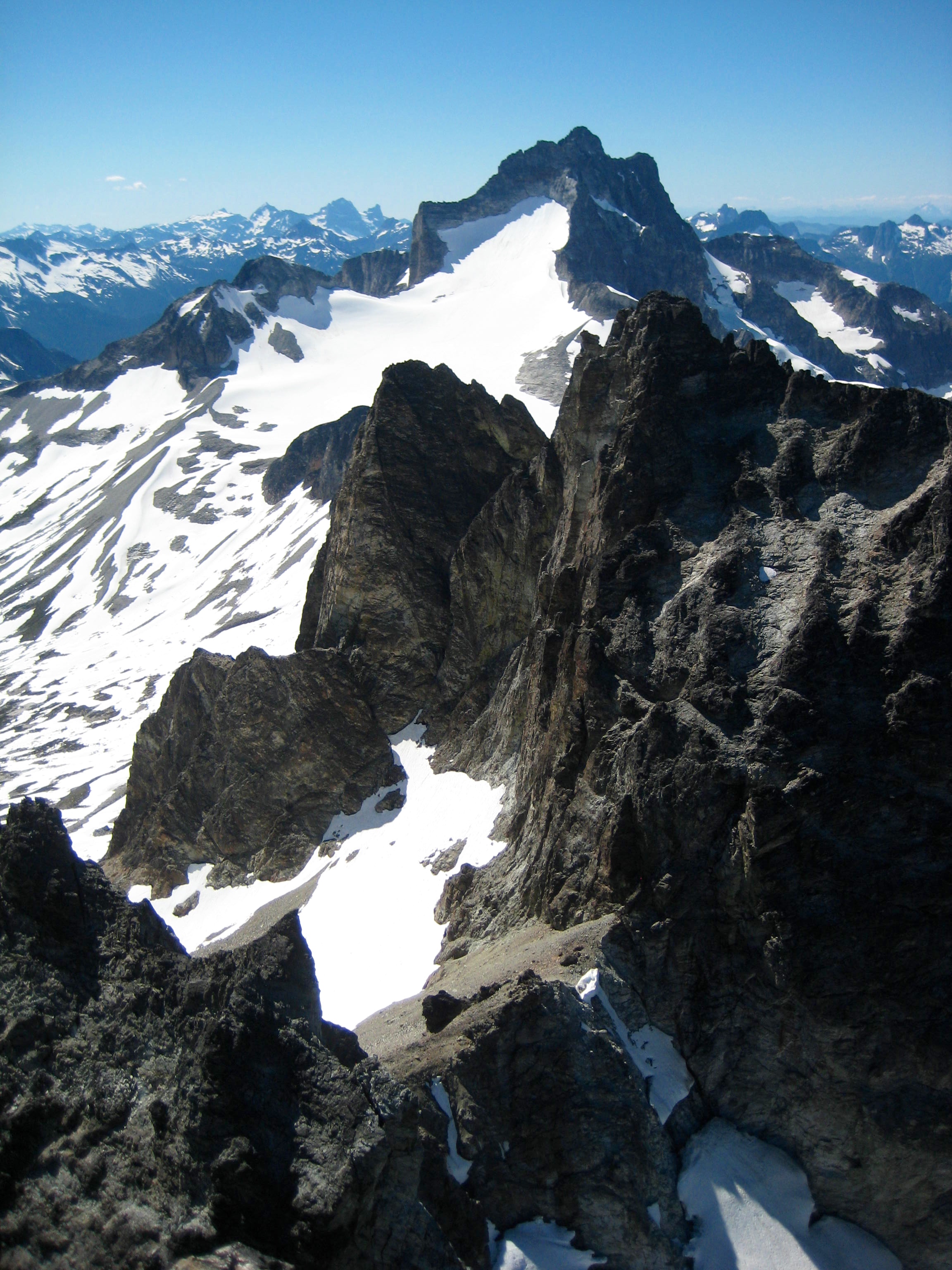 Mt Redoubt with Col of The Wild below from the summit of Hard Mox Peak