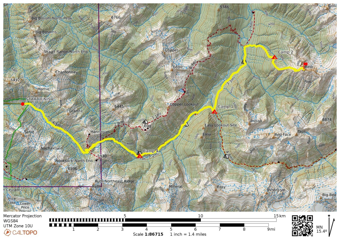 Bear Ridge Map Bear Mtn via Hannegan Pass—West Slope—Upper North Ridge (American ...
