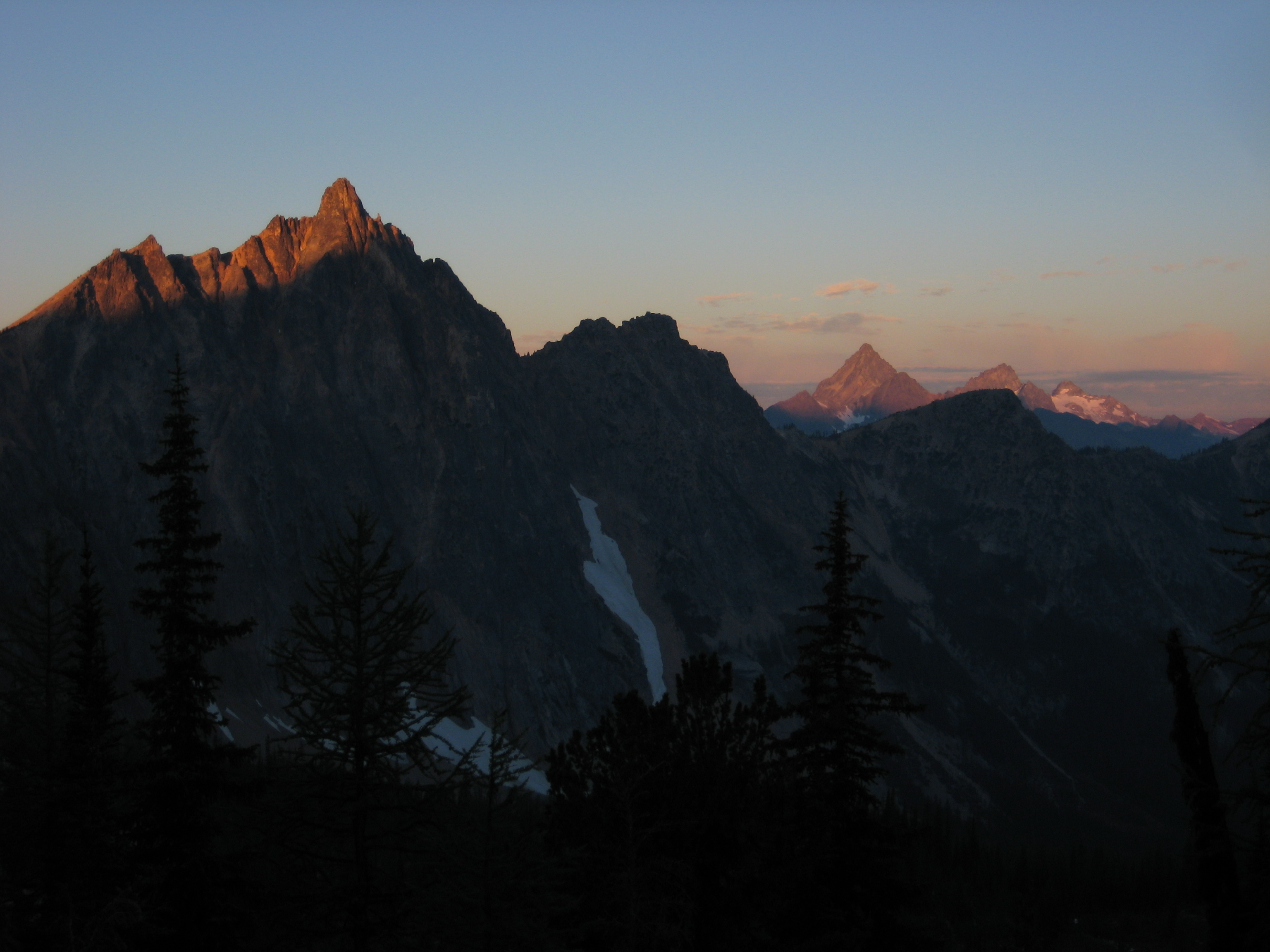 last evening light on the summit horn of Mt Hardy and the Ragged Ridge 