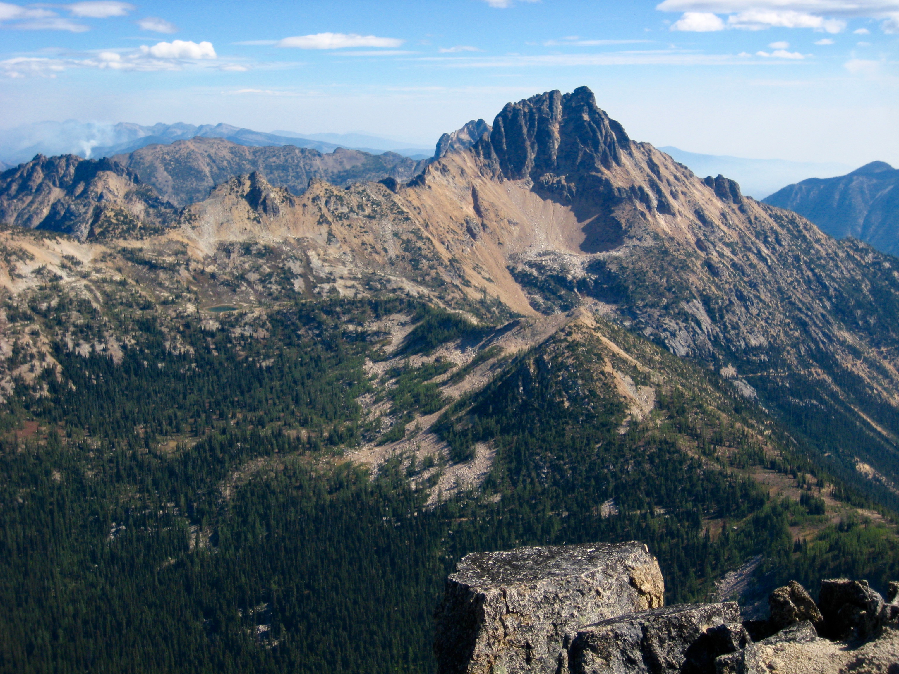 Tower Mountain and Snowy Lakes Ridge as seen from the summit of Mt Hardy in the Upper Methow Mountains