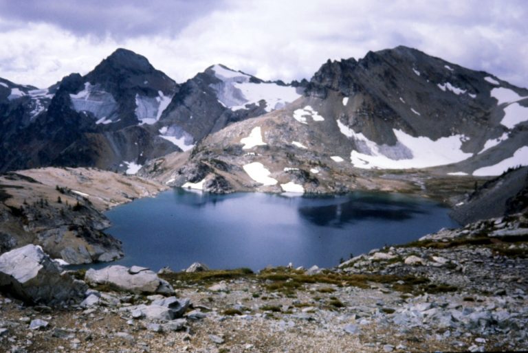 Upper Ice Lakes seen from Mt Maude in the Entiat Mountains of the Glacier Peak Wilderness