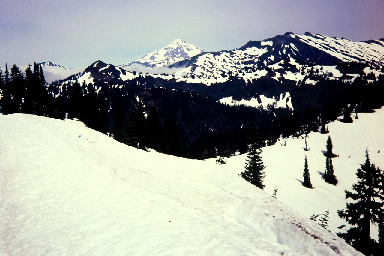View of Glacier Peak and North Cascades from Skykomish Peak summit