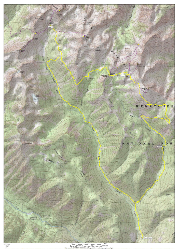 Grouse Pass Loop Route shown on a Topo Map
