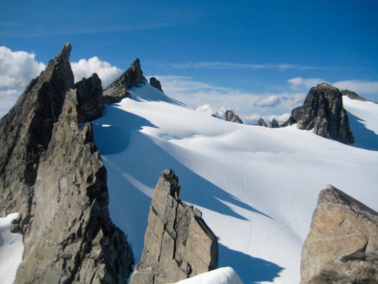 Klawatti Peak horns and the Upper Klawatti Glacier Seen From North Klawatti Notch on the Inspiration Traverse