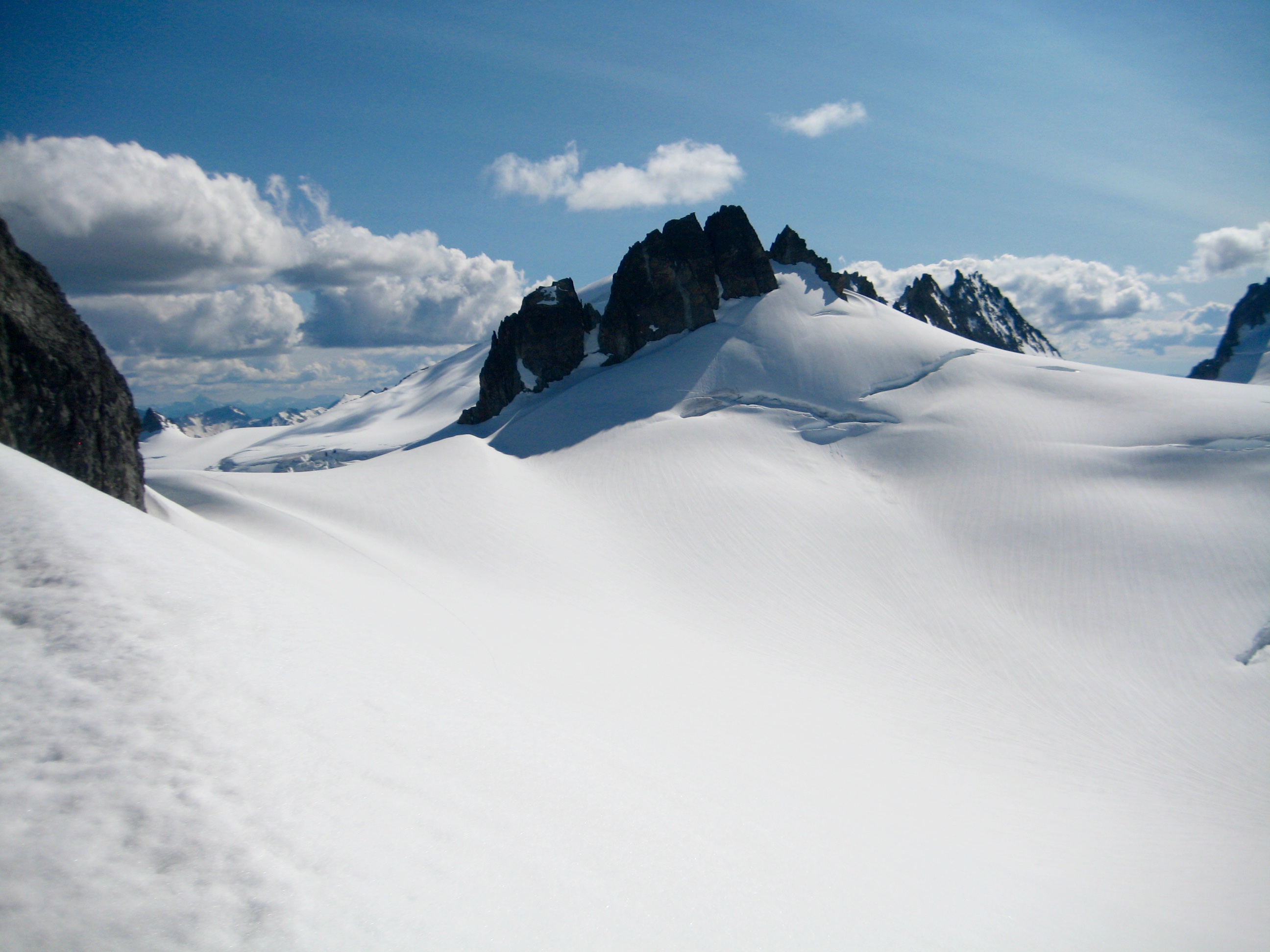 Tepeh Towers and snowfield from North Klawatti Notch on McAllister Traverse aka Inspiration Traverse