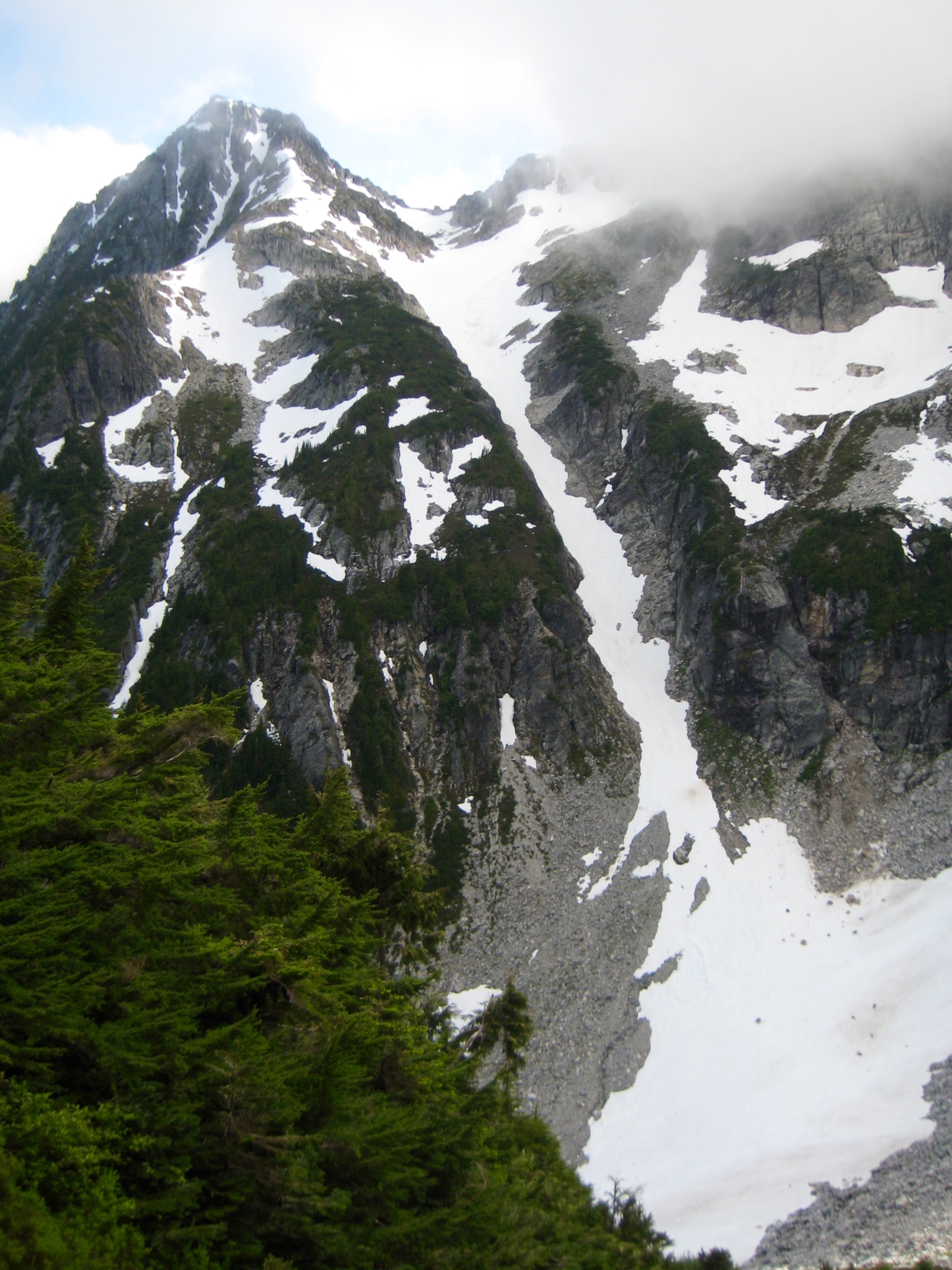 Coccyx Col and Snow Chute as seen from Wilcox Pass in the North Cascades and McAllister Traverse aka Isolation Traverse
