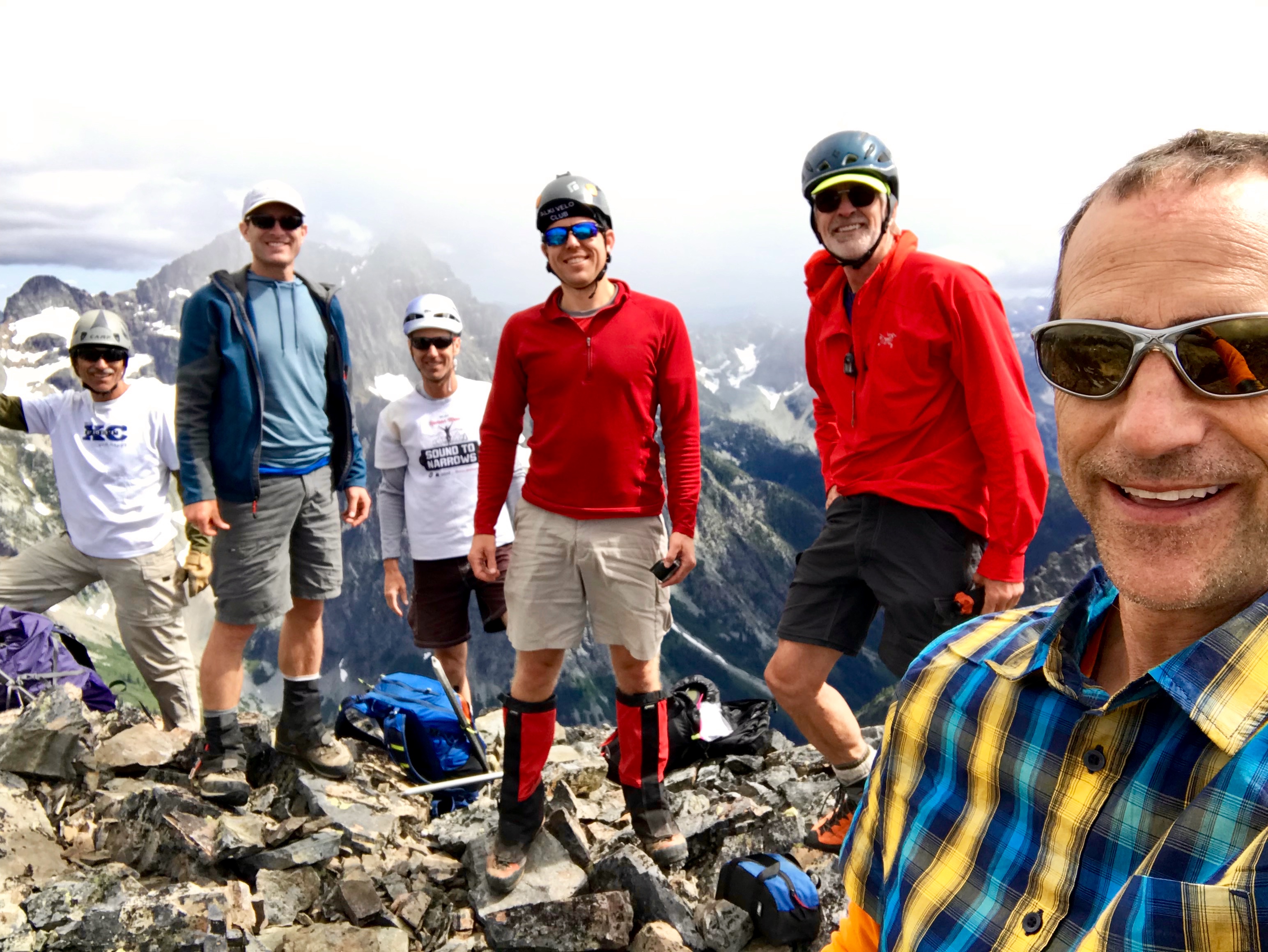 Closeup of the mid-summer climbing group on the summit of Mt Arriva