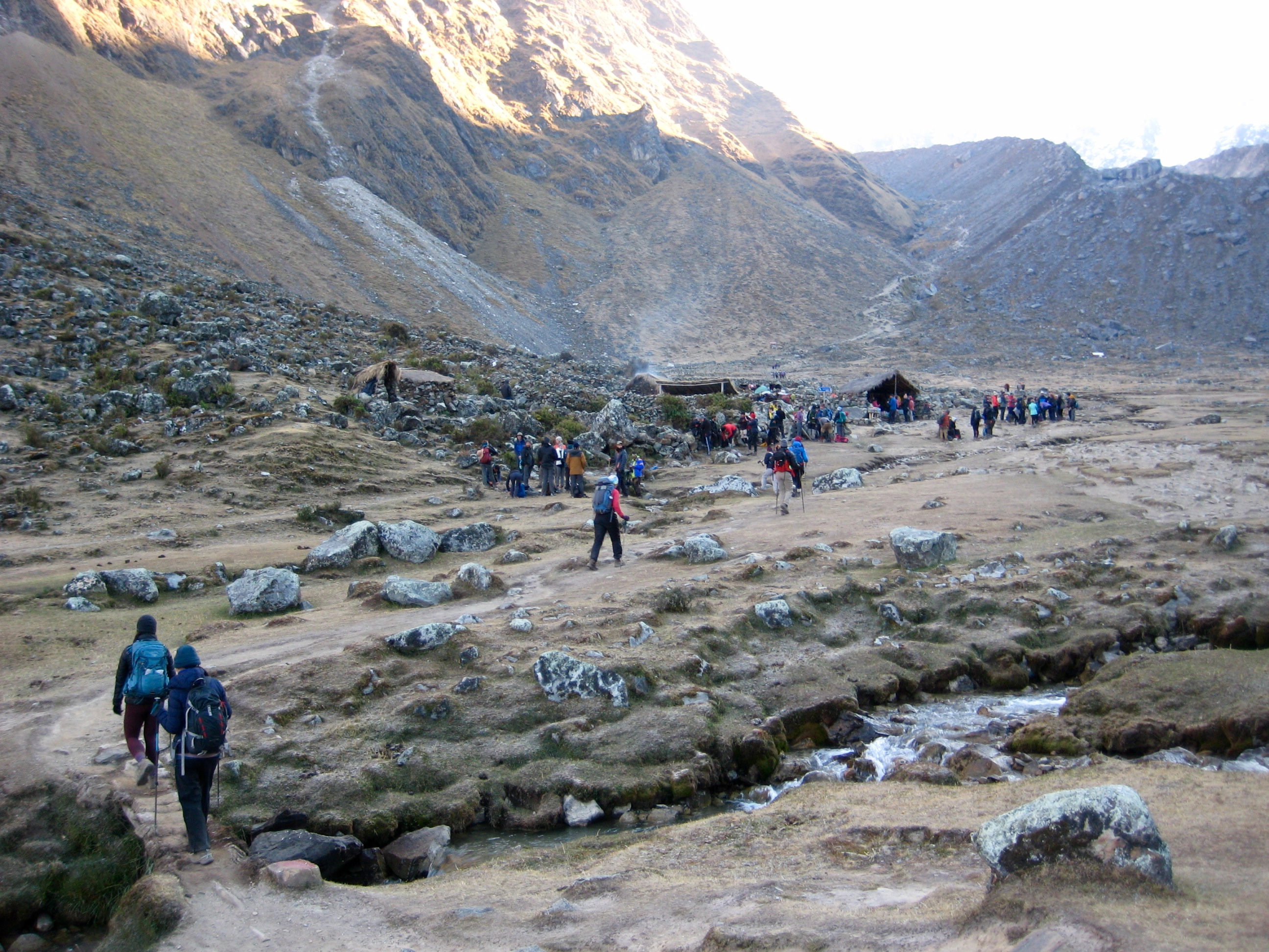 trekkers hiking thru Salkantaypampa