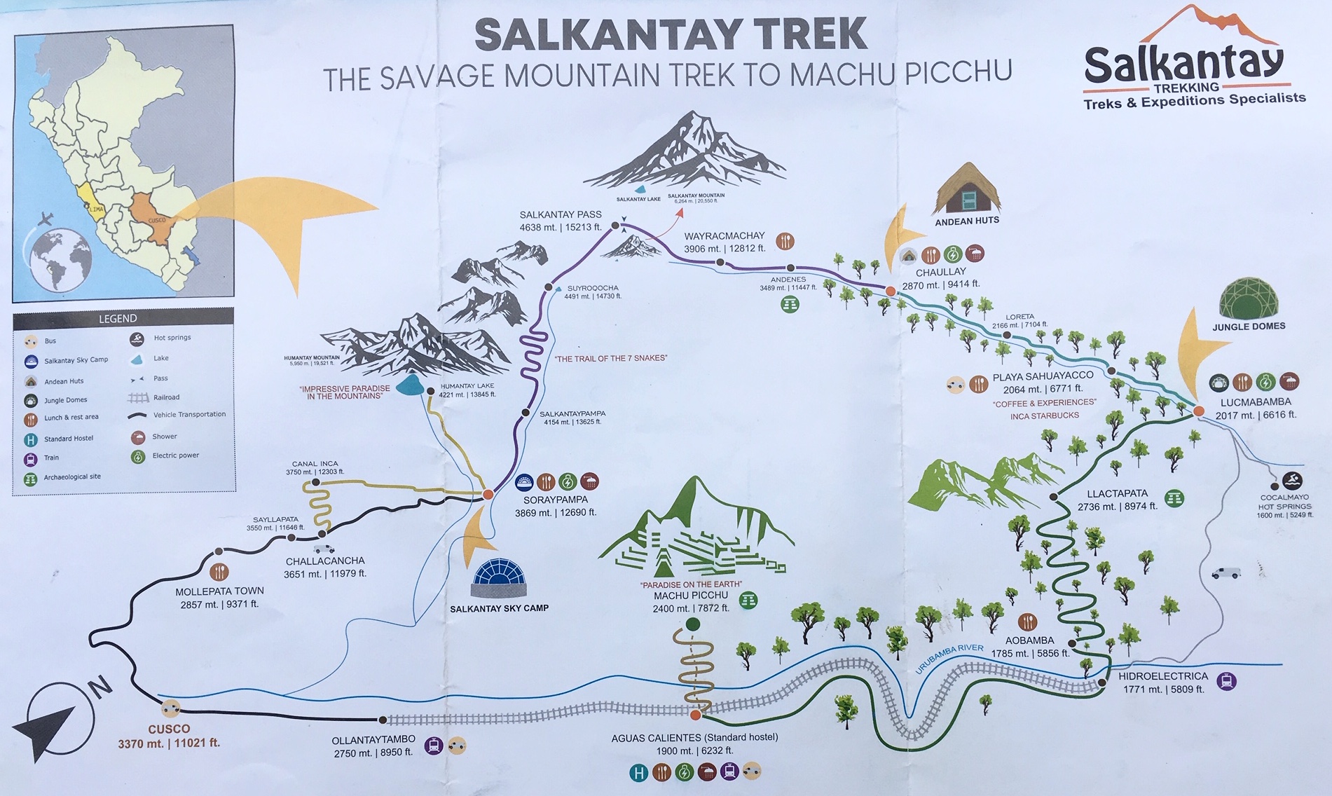 complete Salkantay Trek route map