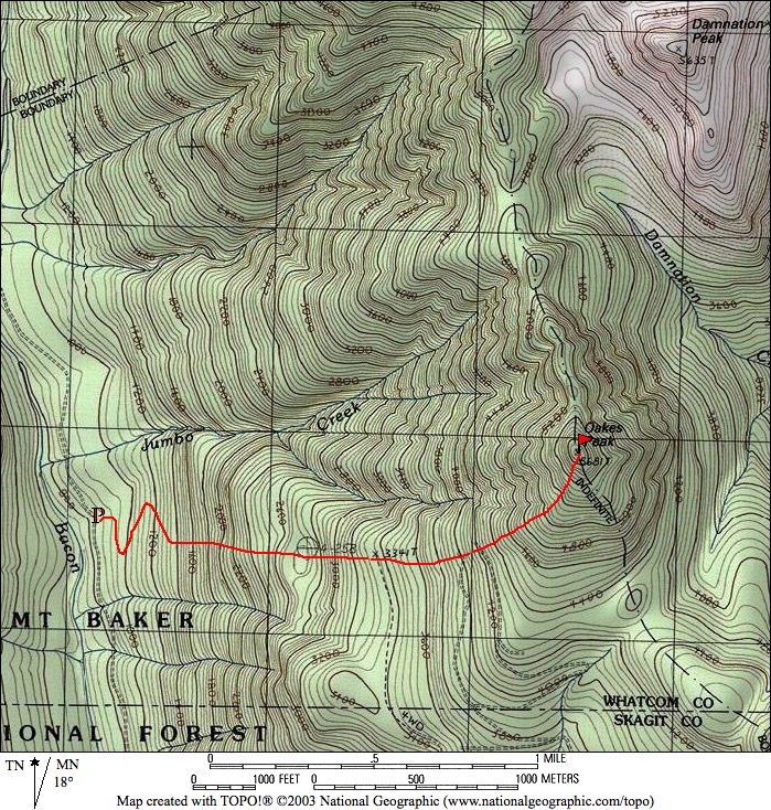 Oakes Peak Route Map