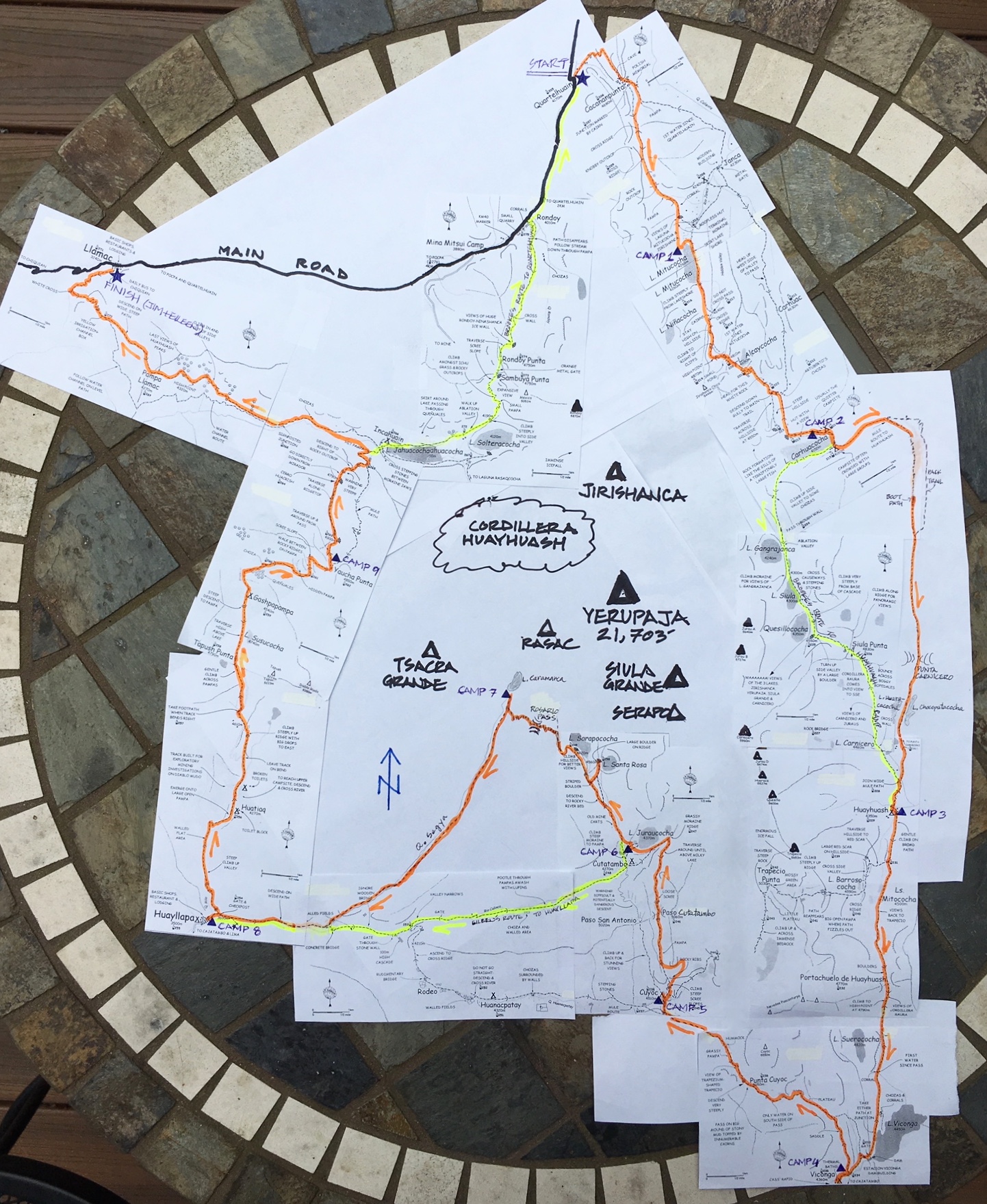 Huayhuash Circuit Route Map that we did (compiled from Trailblazer book)