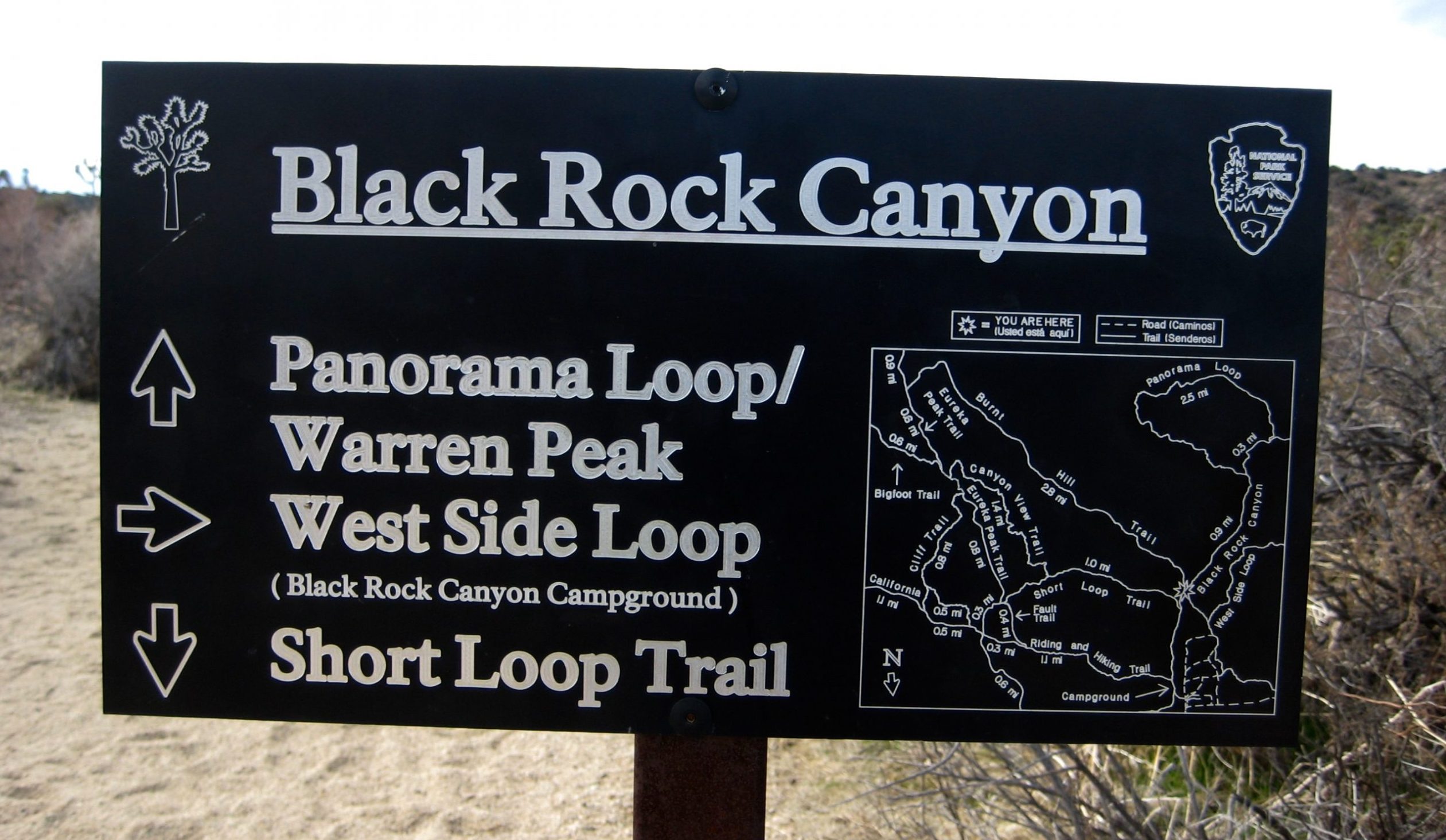 offical trail map of Black Rock Canyon in Joshua Tree National Park