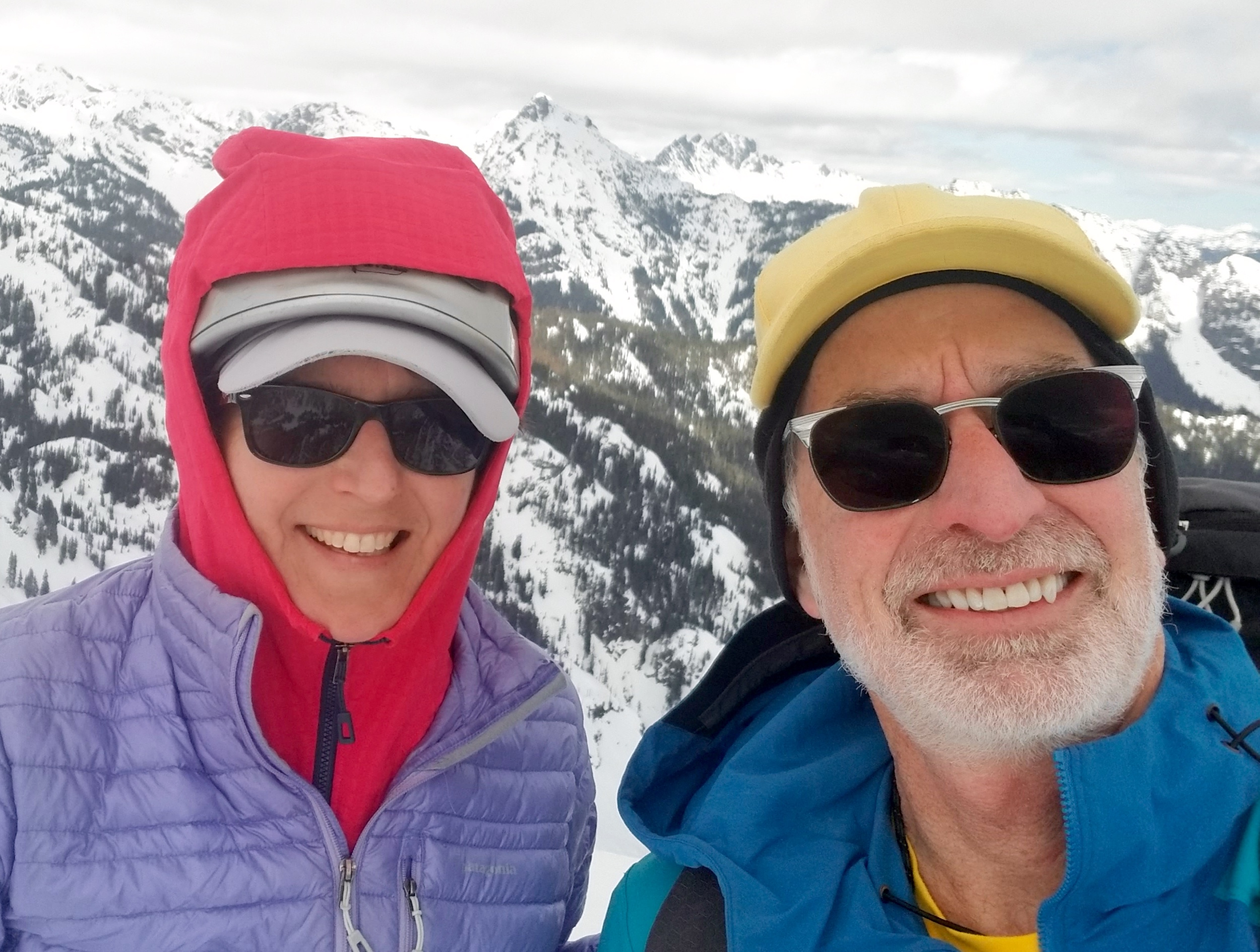 Close up of Lisa and Jim on Mt Laura Summit in the Keechelus Mountains