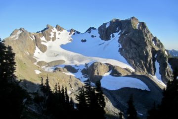 Evening sun hits the north side of Mt. Christie in the Olympic Mountains of Washington